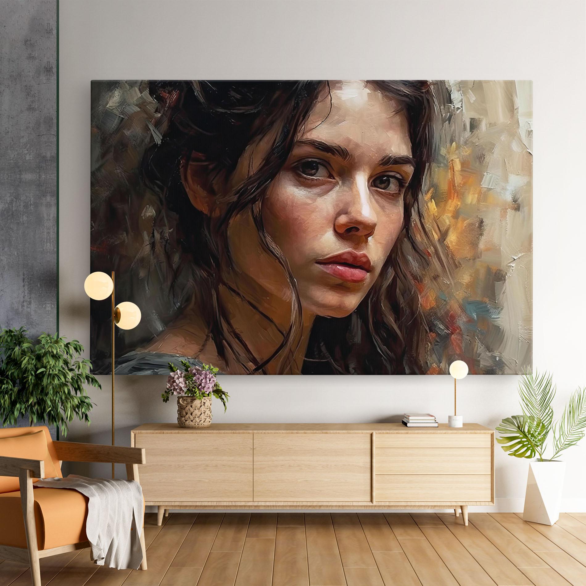 Leinwandbild Closeup Impasto Portrait mockup 9