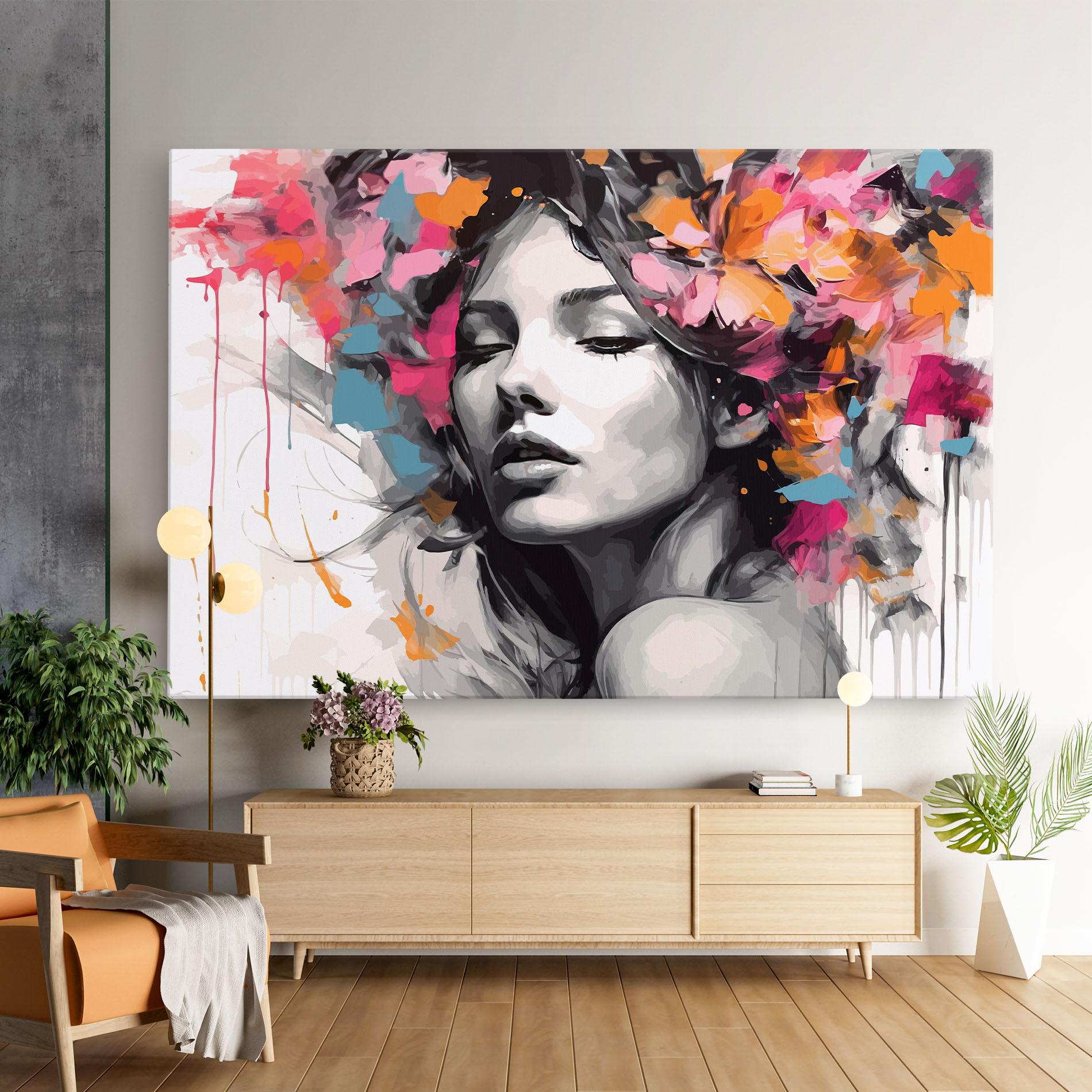 Leinwandbild Colorful Flower Portrait mockup 9