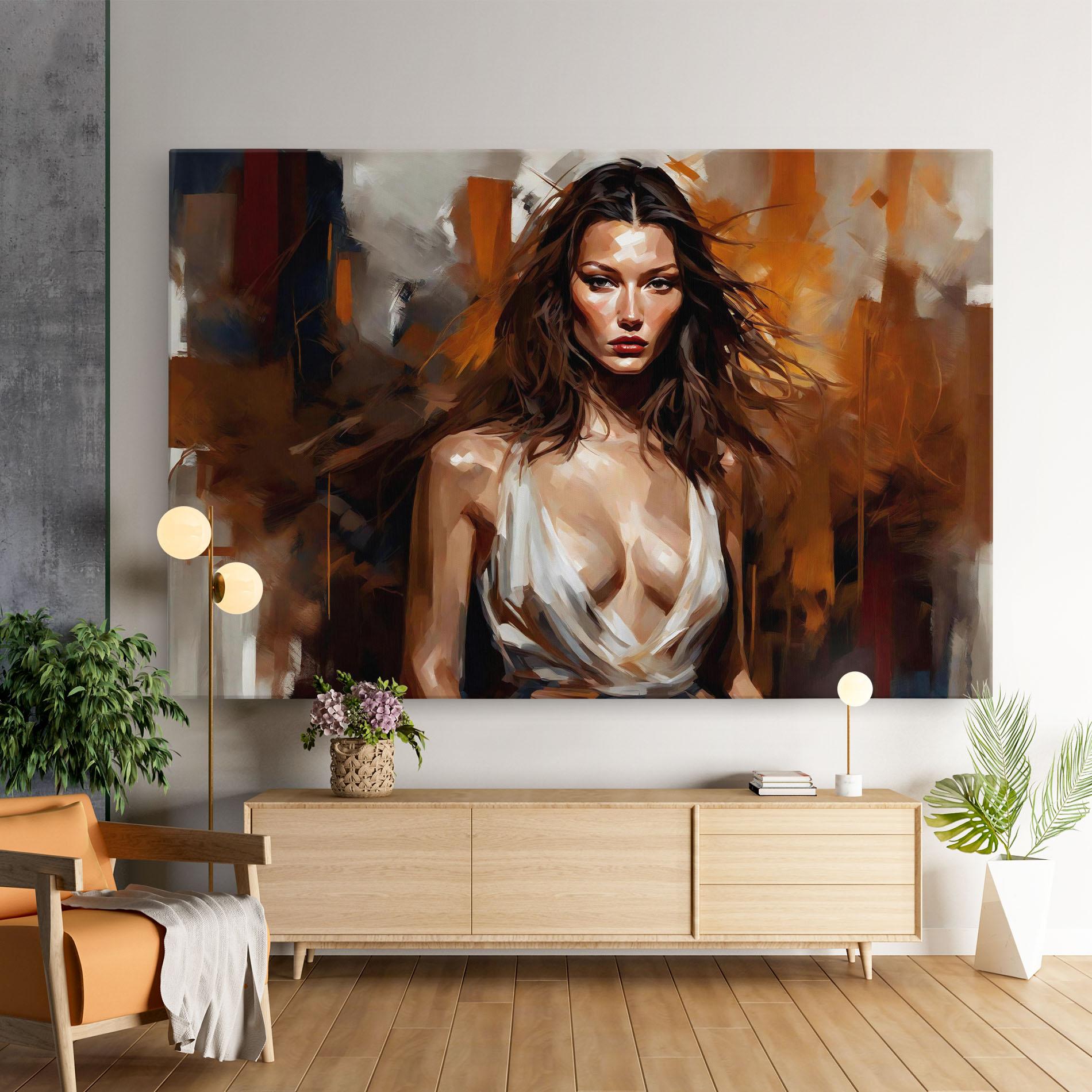 Leinwandbild Long Brown Hair Woman mockup 9
