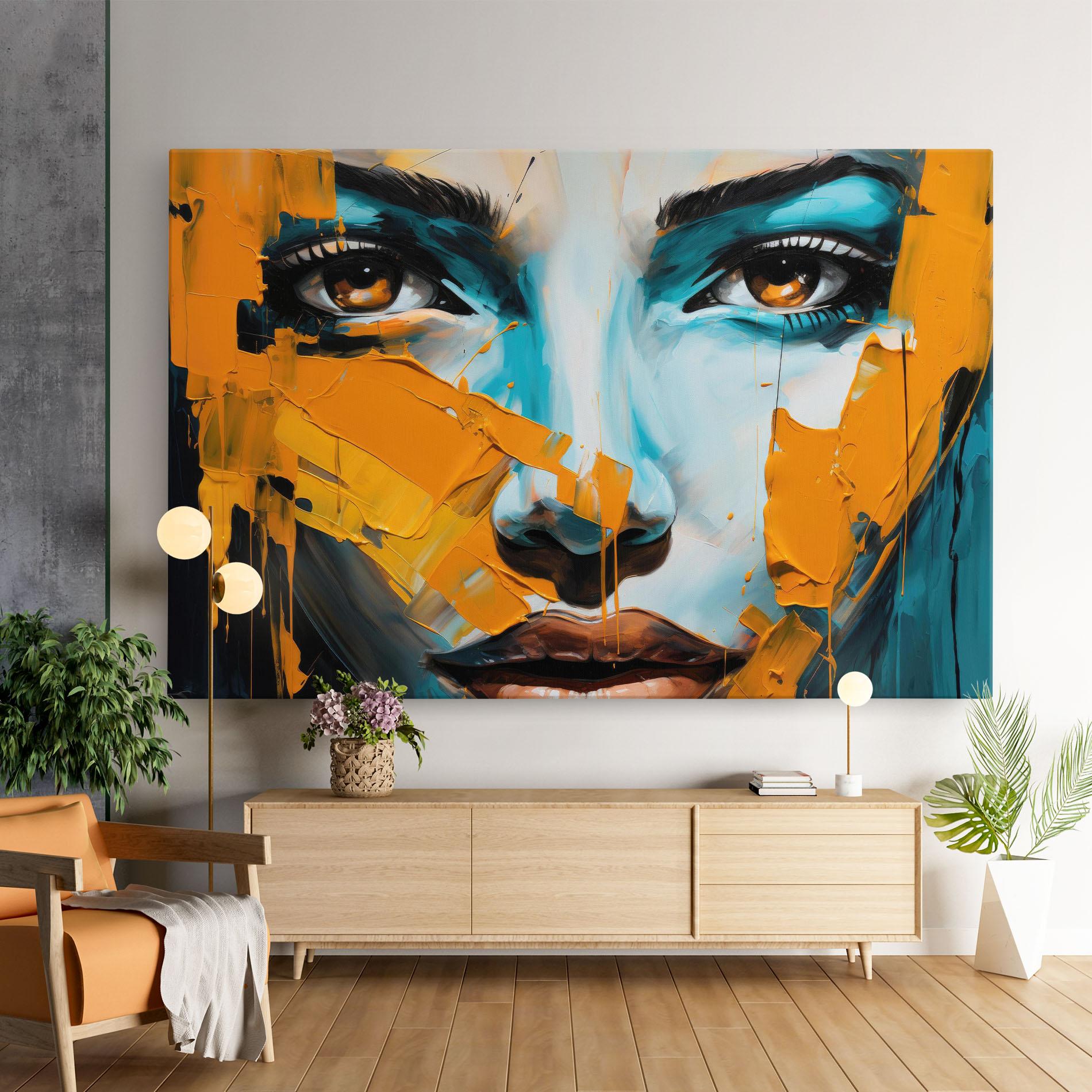 Leinwandbild Orange Paint Portrait mockup 9