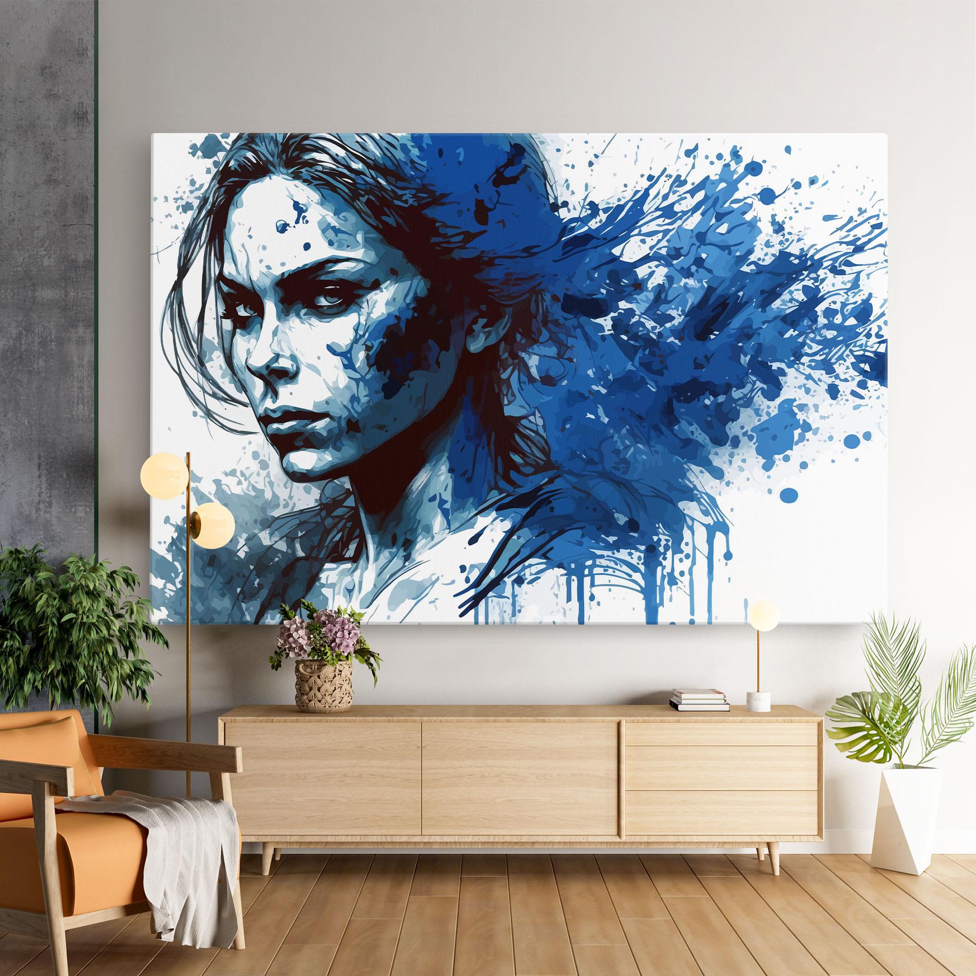 Leinwandbild Portrait Blue Woman mockup 9