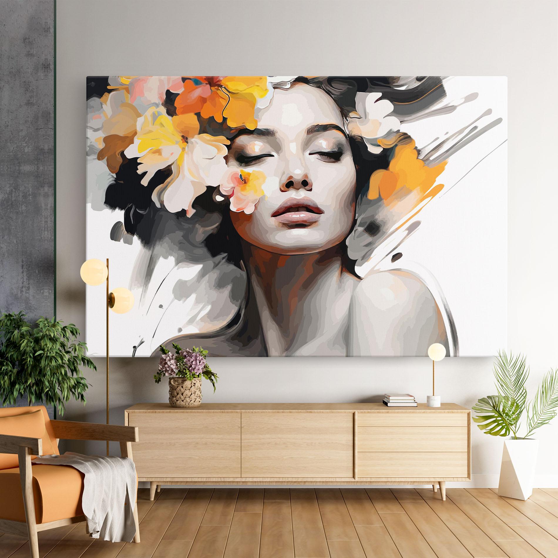 Leinwandbild Yellow Flower Portrait mockup 9