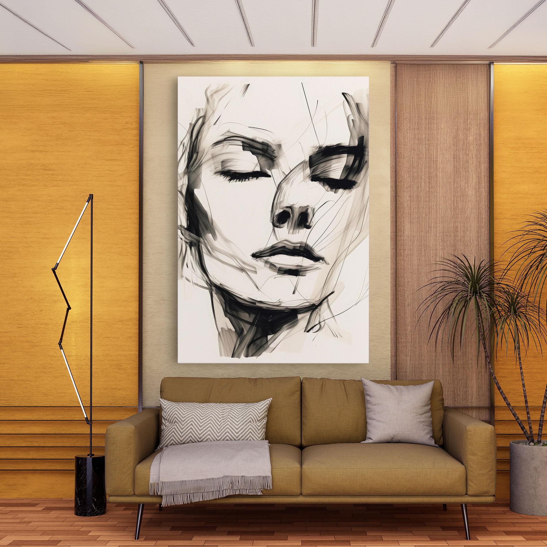 Leinwandbild Continuous Line Woman mockup 9