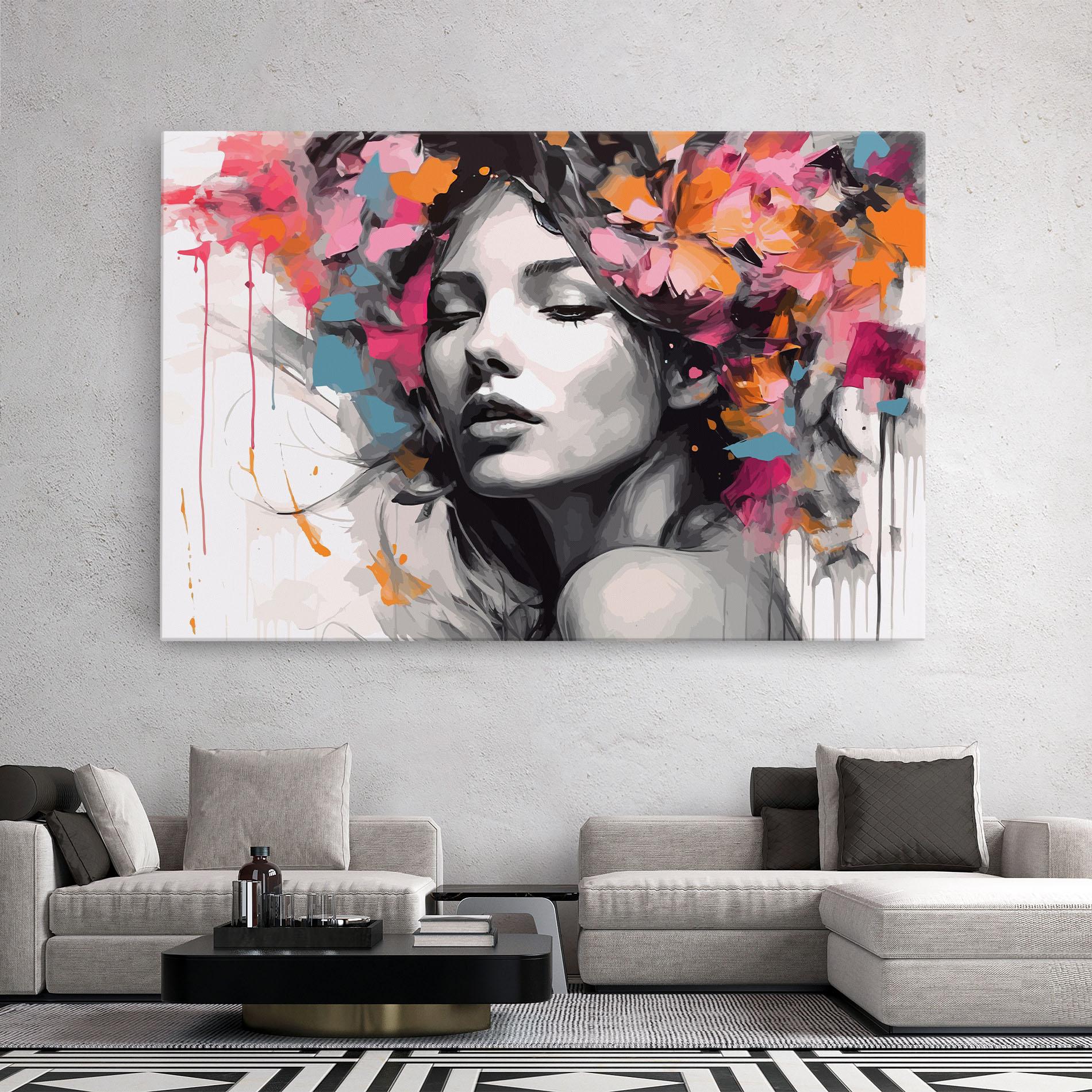 Leinwandbild Colorful Flower Portrait mockup 2