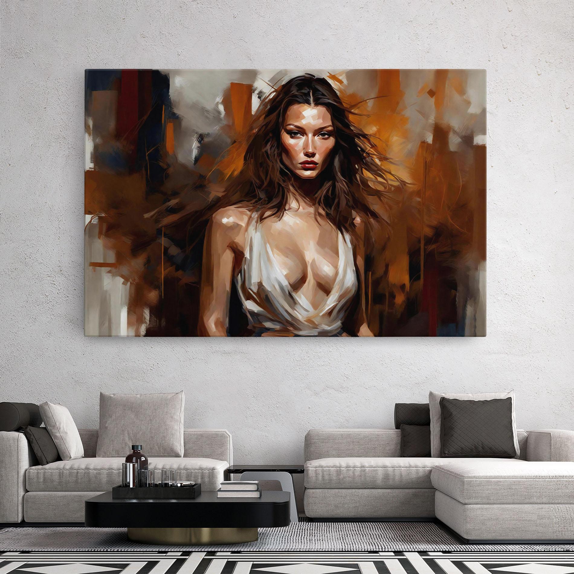 Leinwandbild Long Brown Hair Woman mockup 2