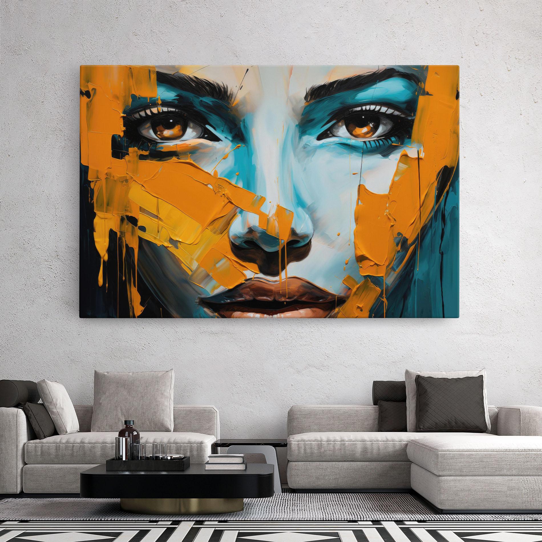 Leinwandbild Orange Paint Portrait mockup 2