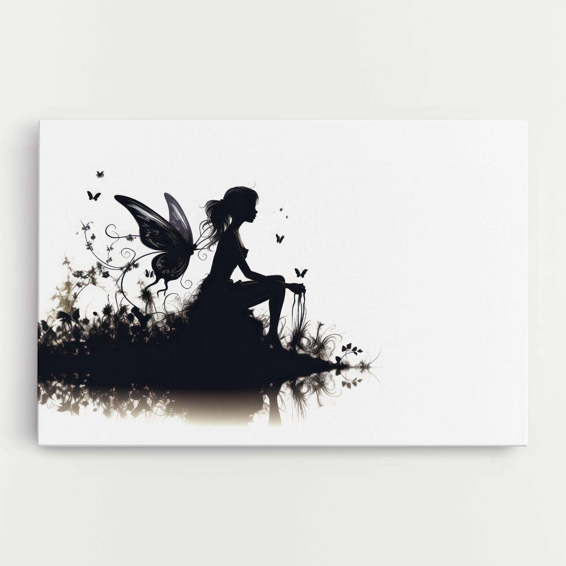 Leinwandbild Butterfly Woman Shilouette mockup 0