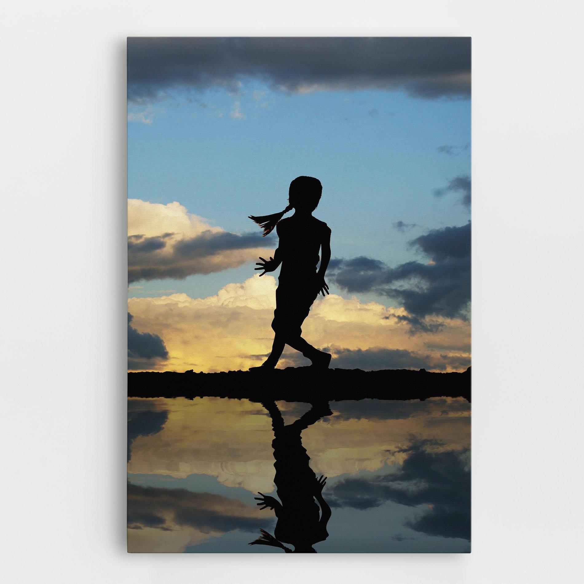 Leinwandbild Little Girl Jumping mockup 0