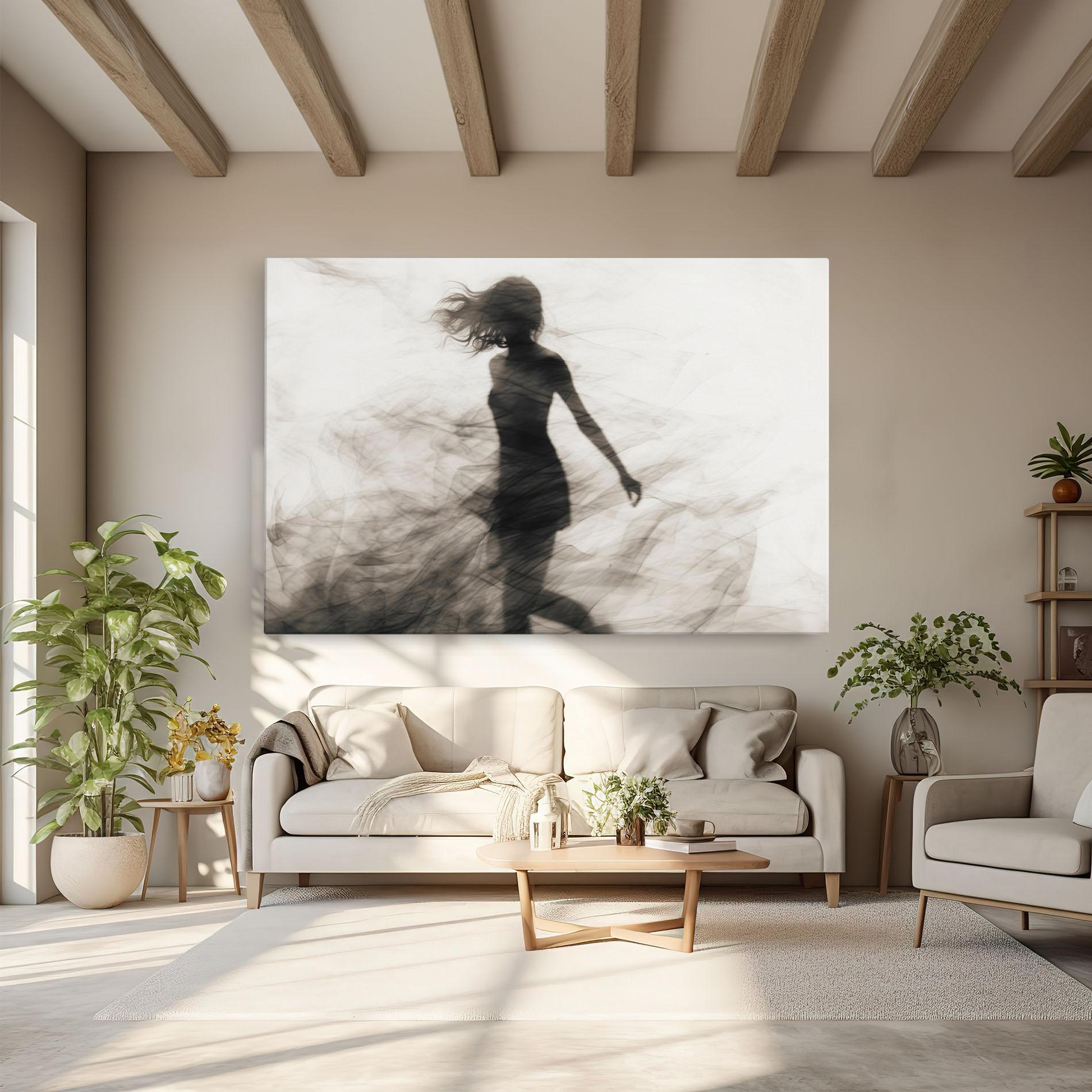 Leinwandbild Smoke Girl Shilouette mockup 6