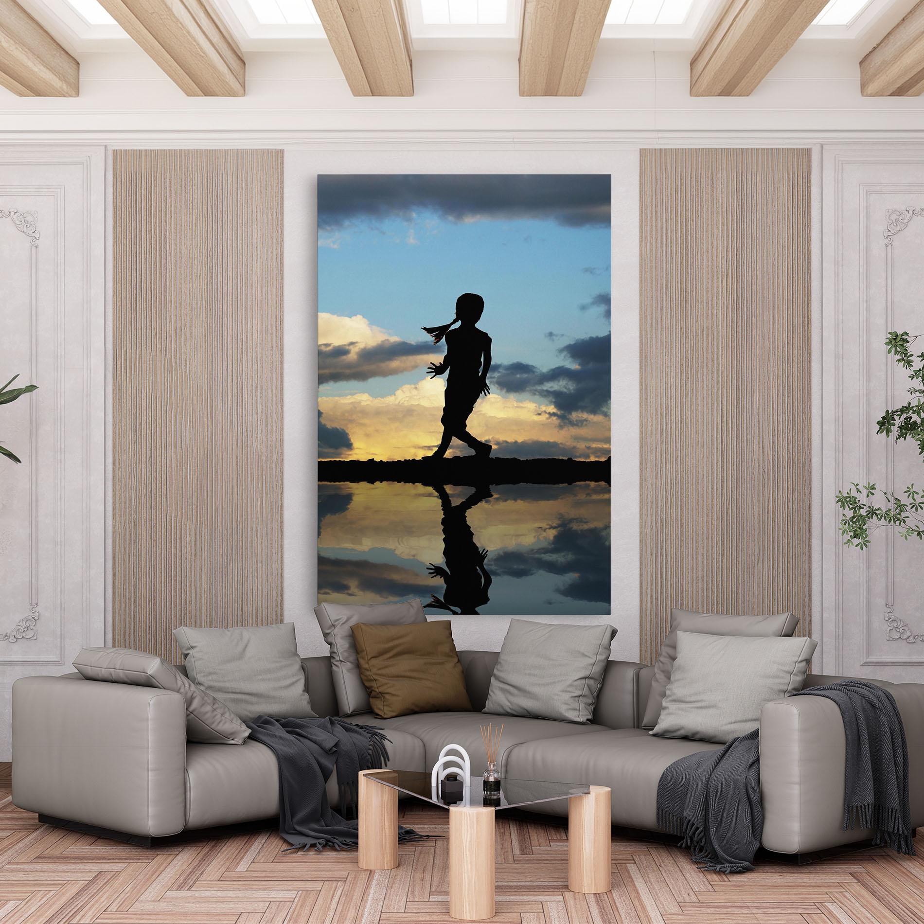 Leinwandbild Little Girl Jumping mockup 6