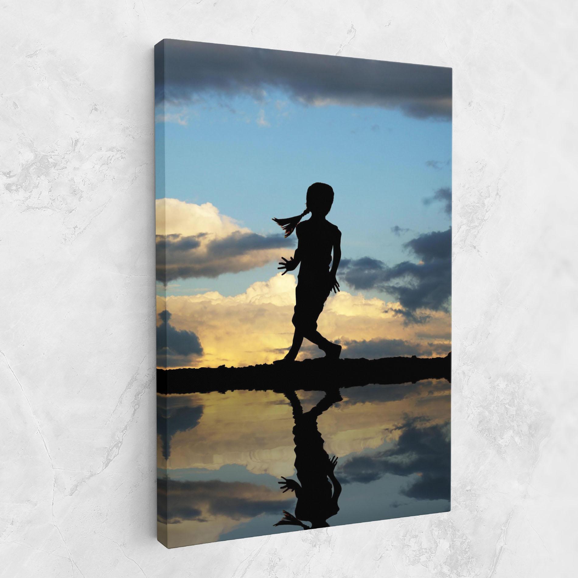 Leinwandbild Little Girl Jumping mockup 1
