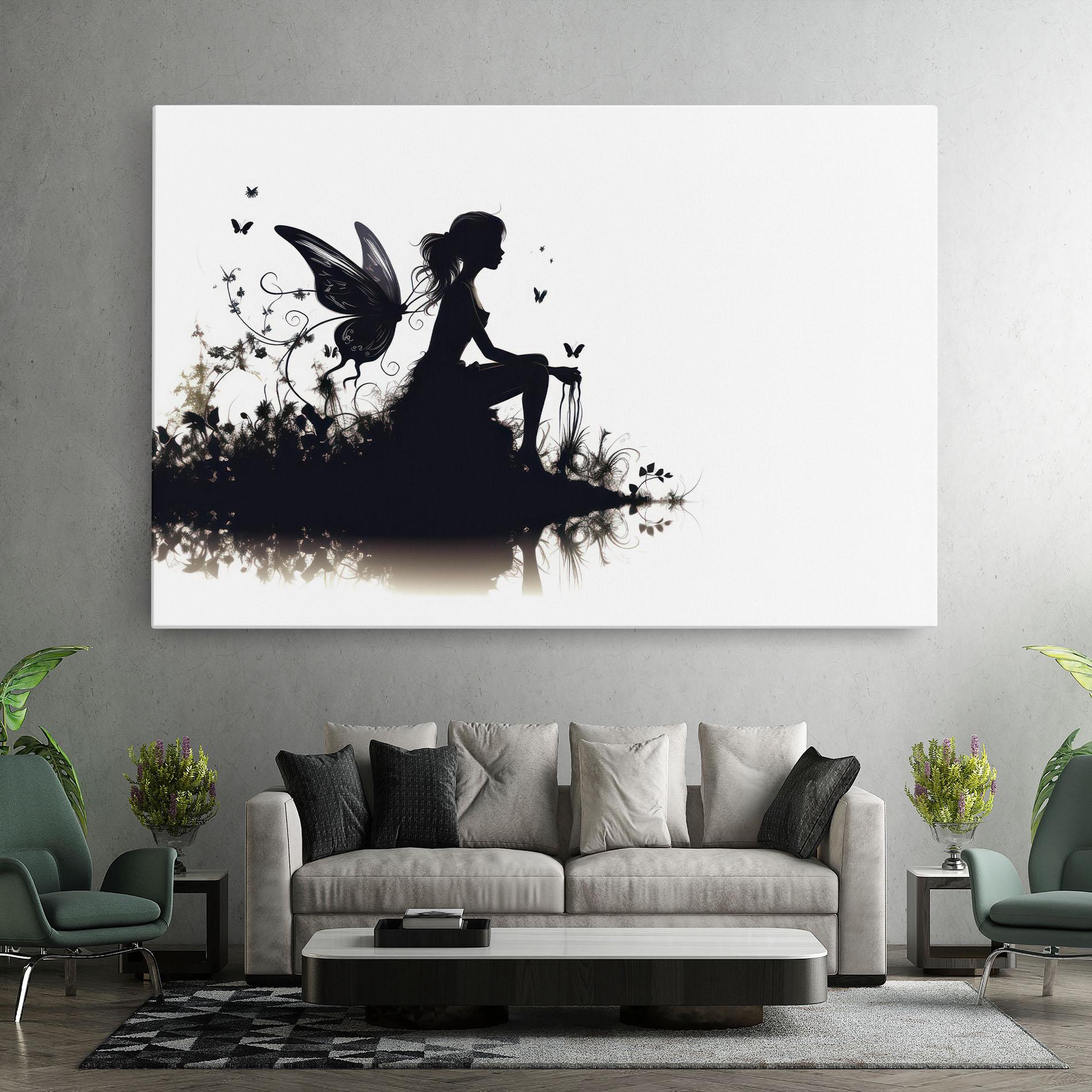 Leinwandbild Butterfly Woman Shilouette mockup 7