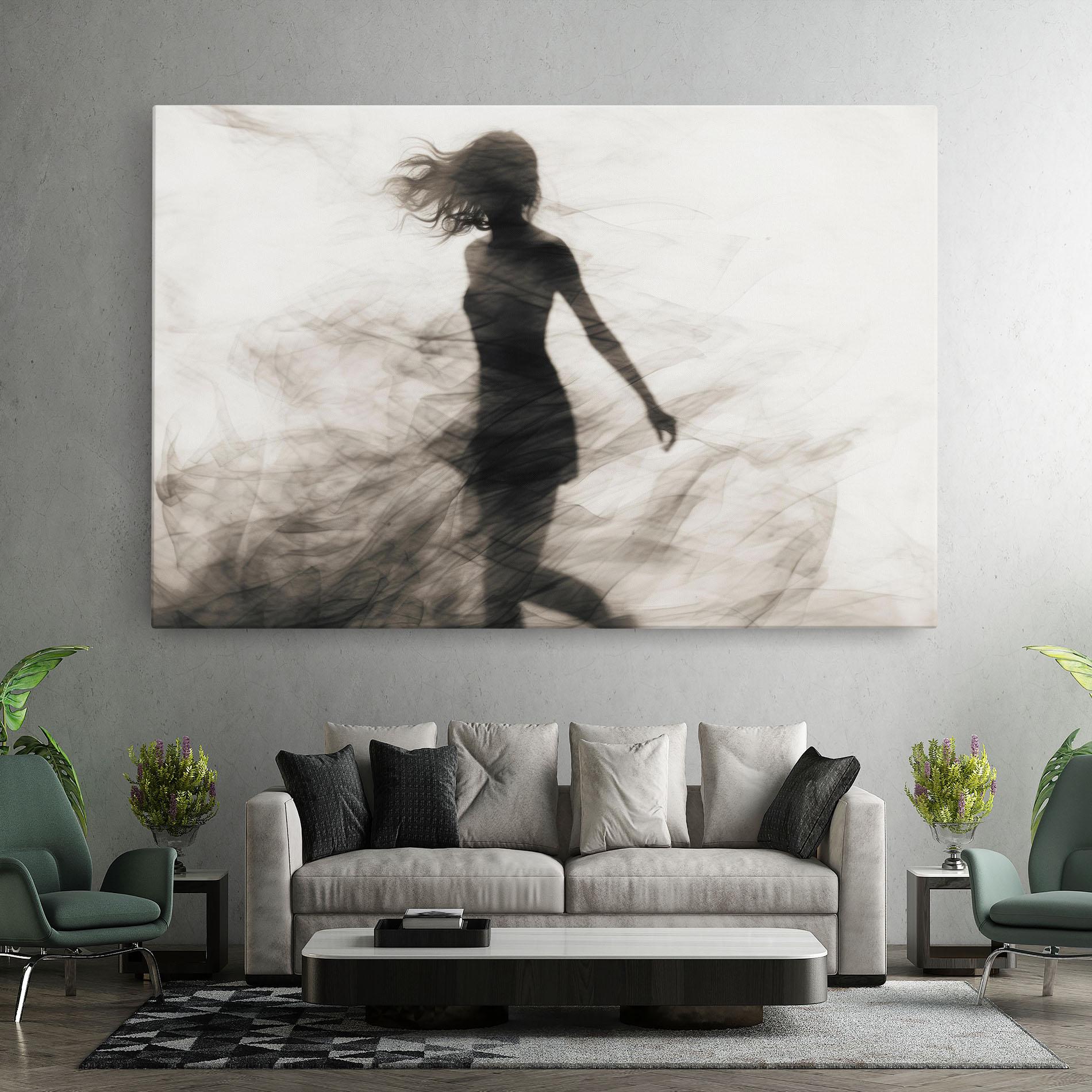 Leinwandbild Smoke Girl Shilouette mockup 7