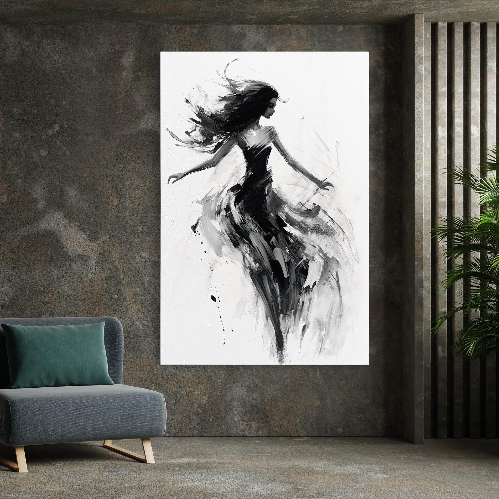 Leinwandbild Black Ink Woman mockup 7