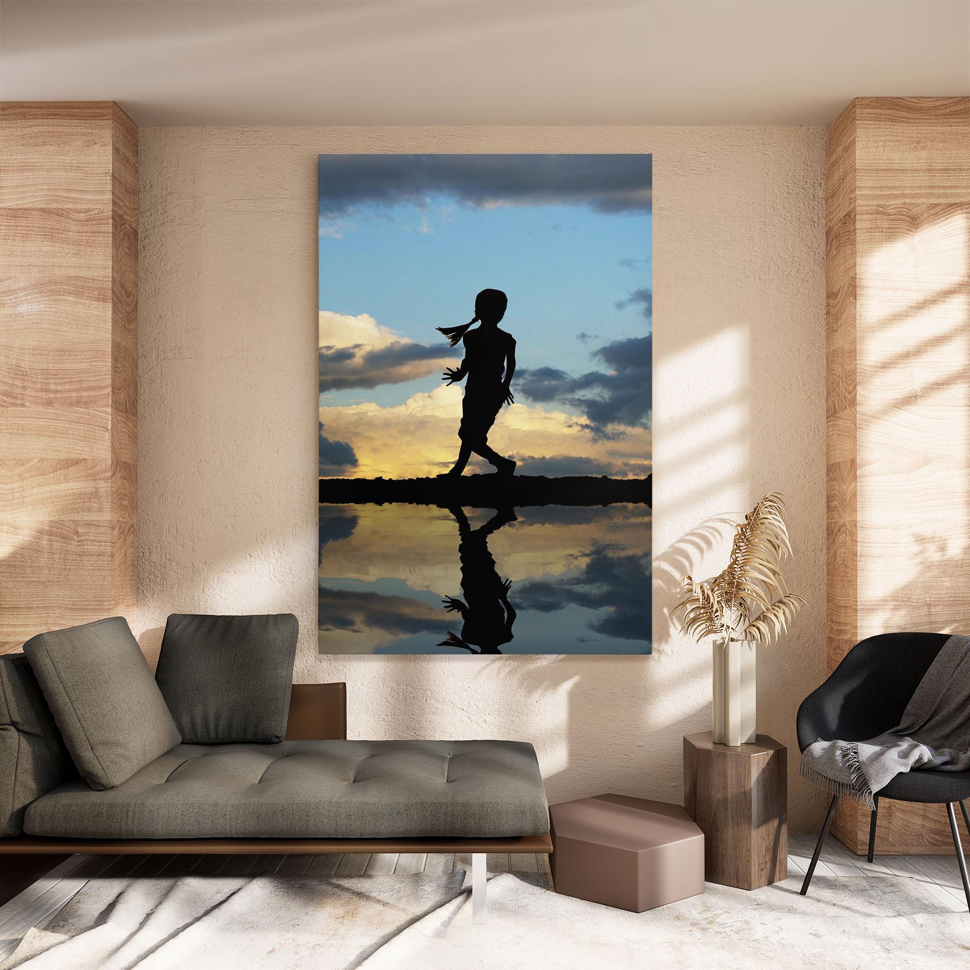 Leinwandbild Little Girl Jumping mockup 8