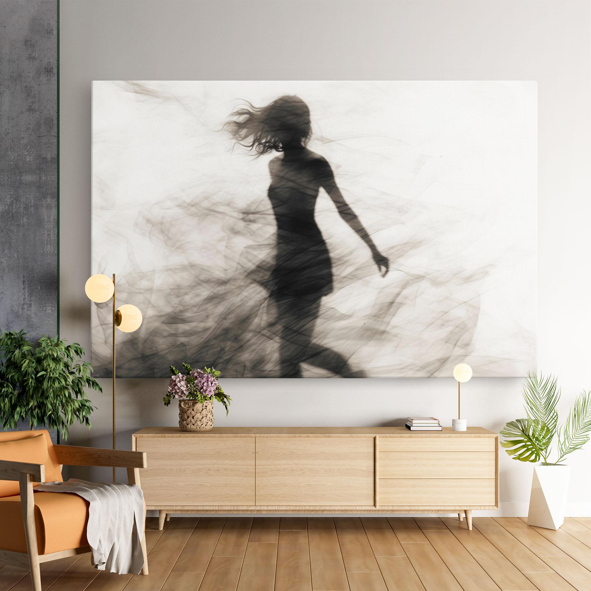 Leinwandbild Smoke Girl Shilouette mockup 9