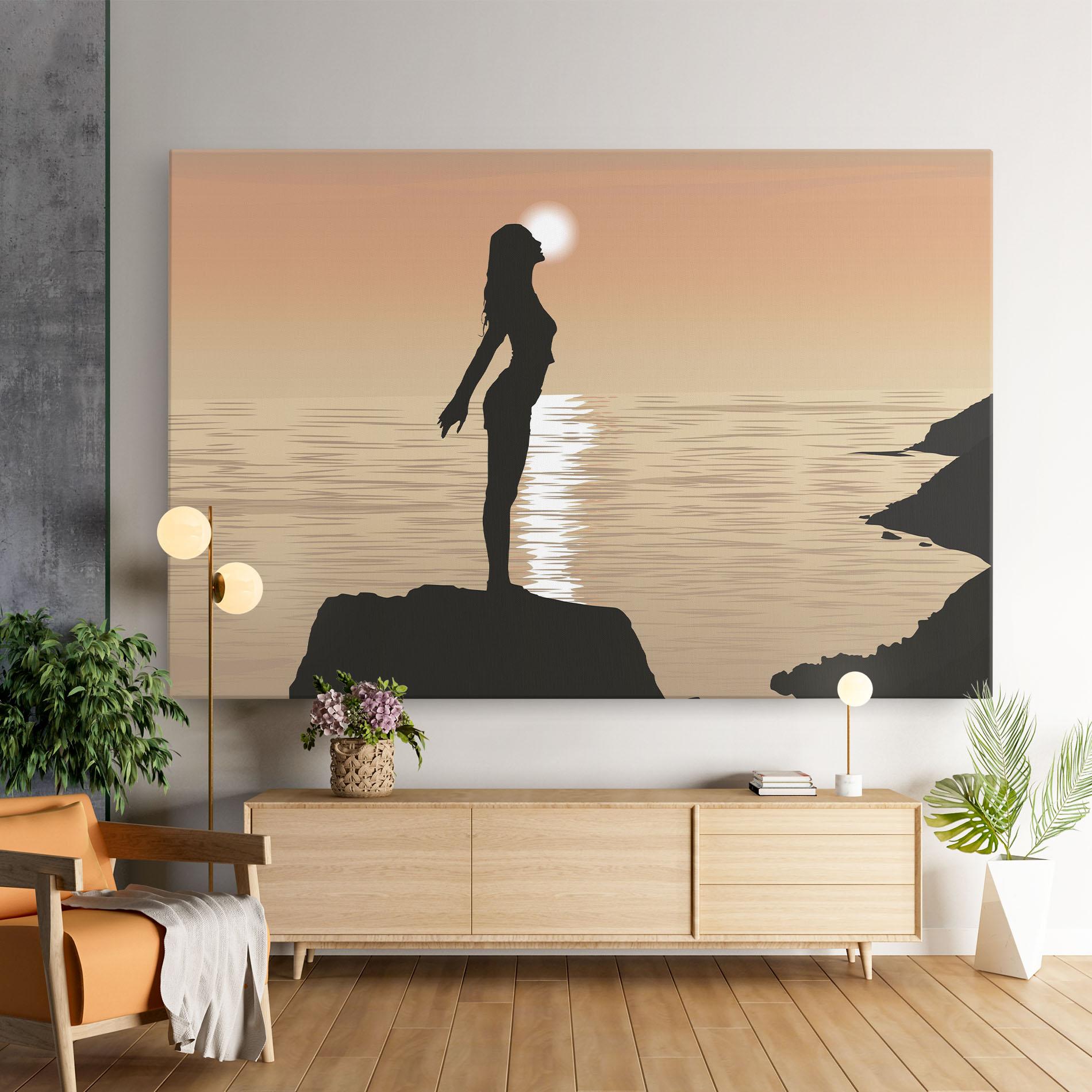 Leinwandbild Water Girl Shilouette mockup 9