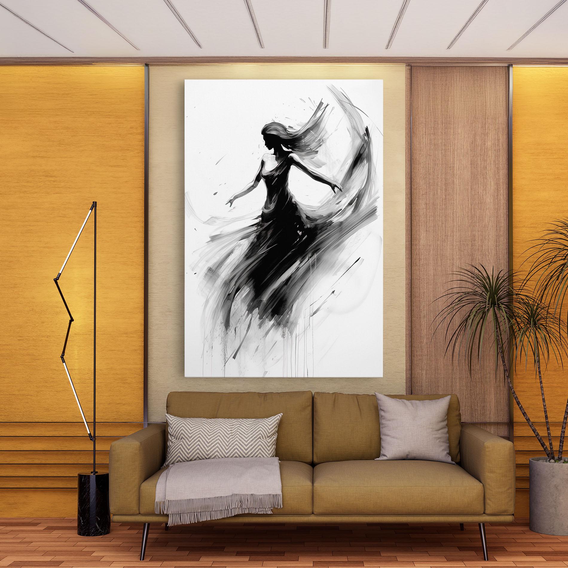 Leinwandbild Dancing Woman Drawn mockup 9