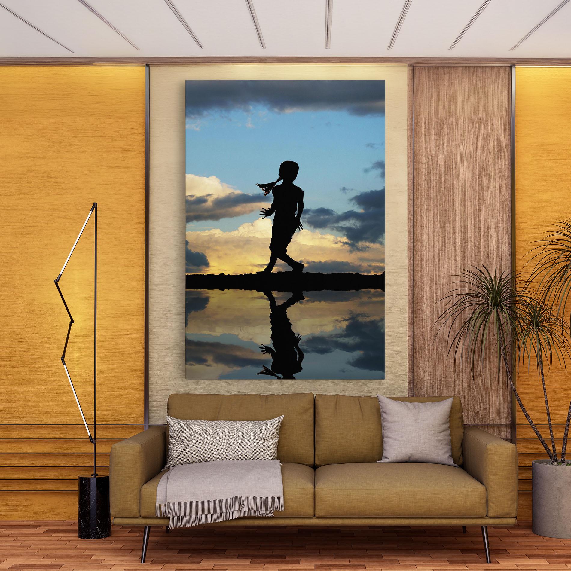 Leinwandbild Little Girl Jumping mockup 9