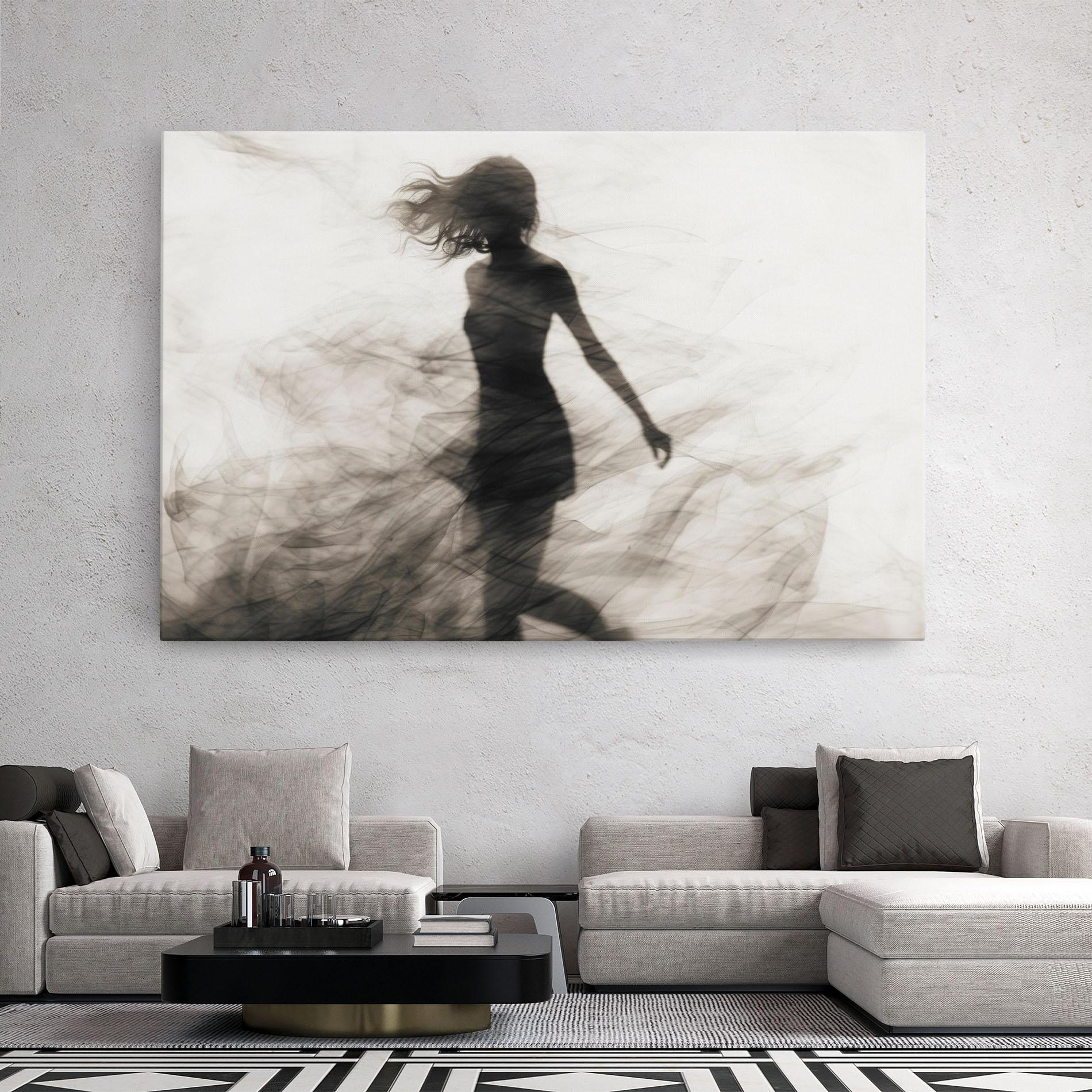 Leinwandbild Smoke Girl Shilouette mockup 2