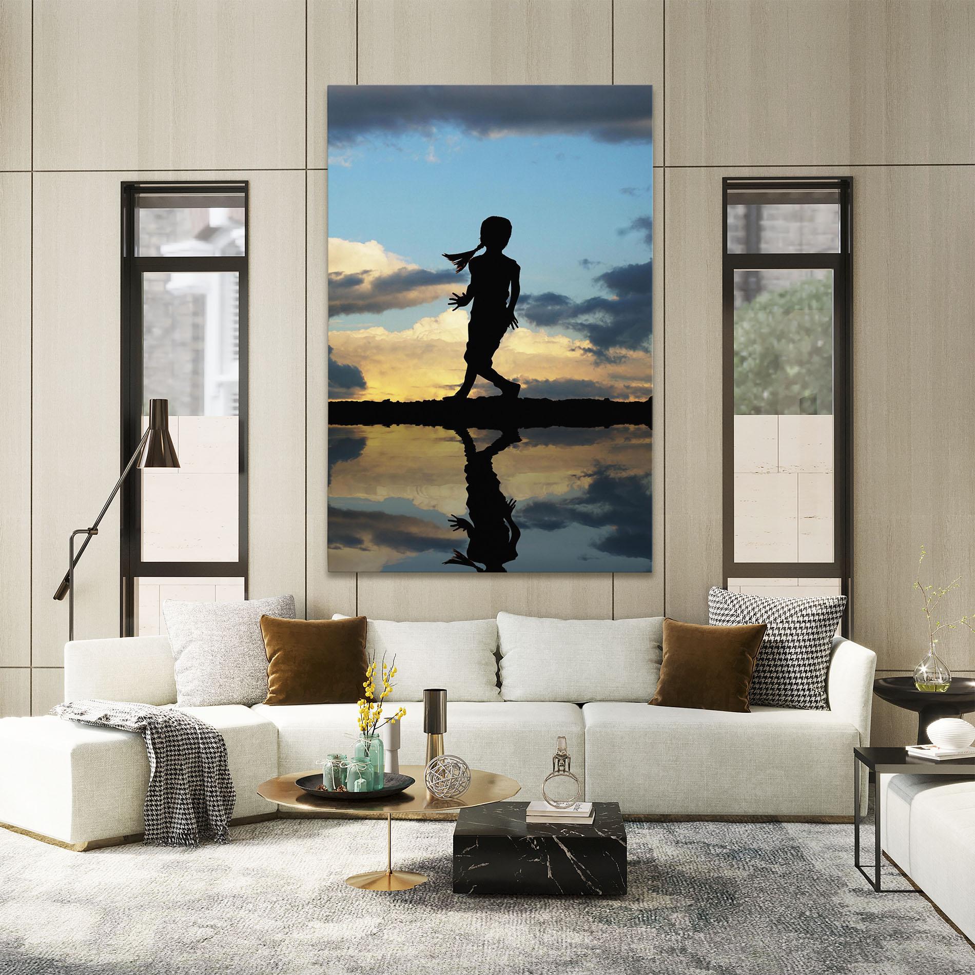 Leinwandbild Little Girl Jumping mockup 2