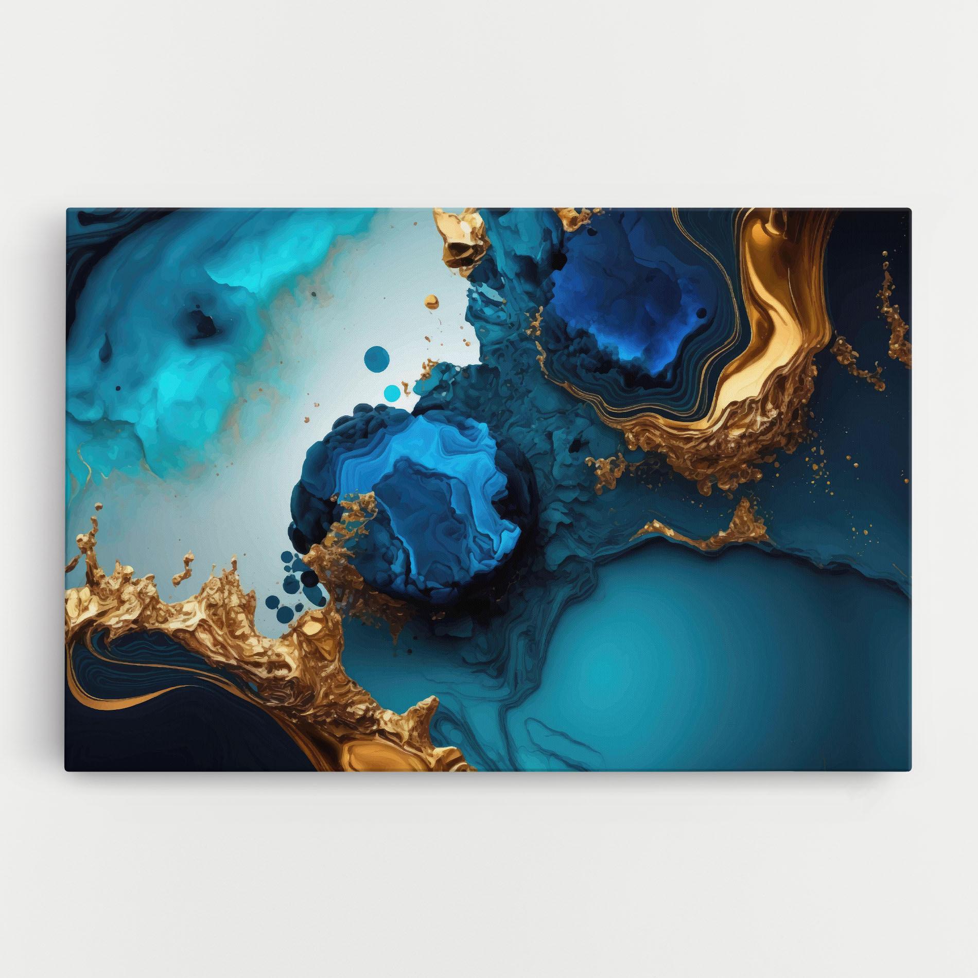 Leinwandbild Blue Gold Wave mockup 0