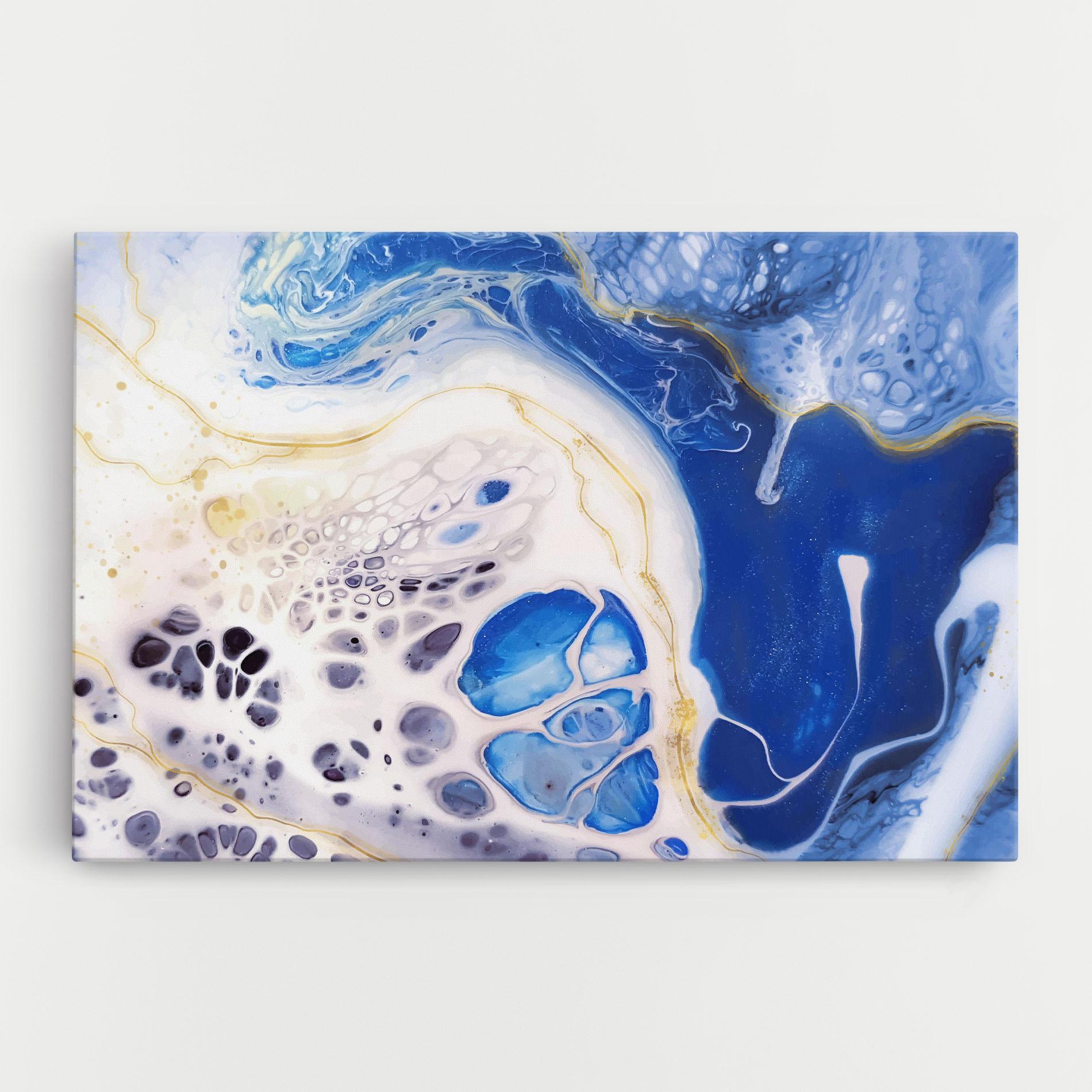 Leinwandbild Water Gold Blue Marble mockup 0