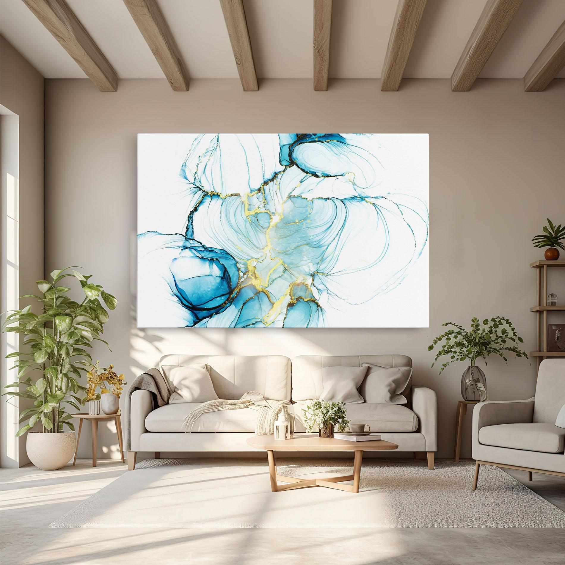 Leinwandbild Artistic Gold Blue mockup 6