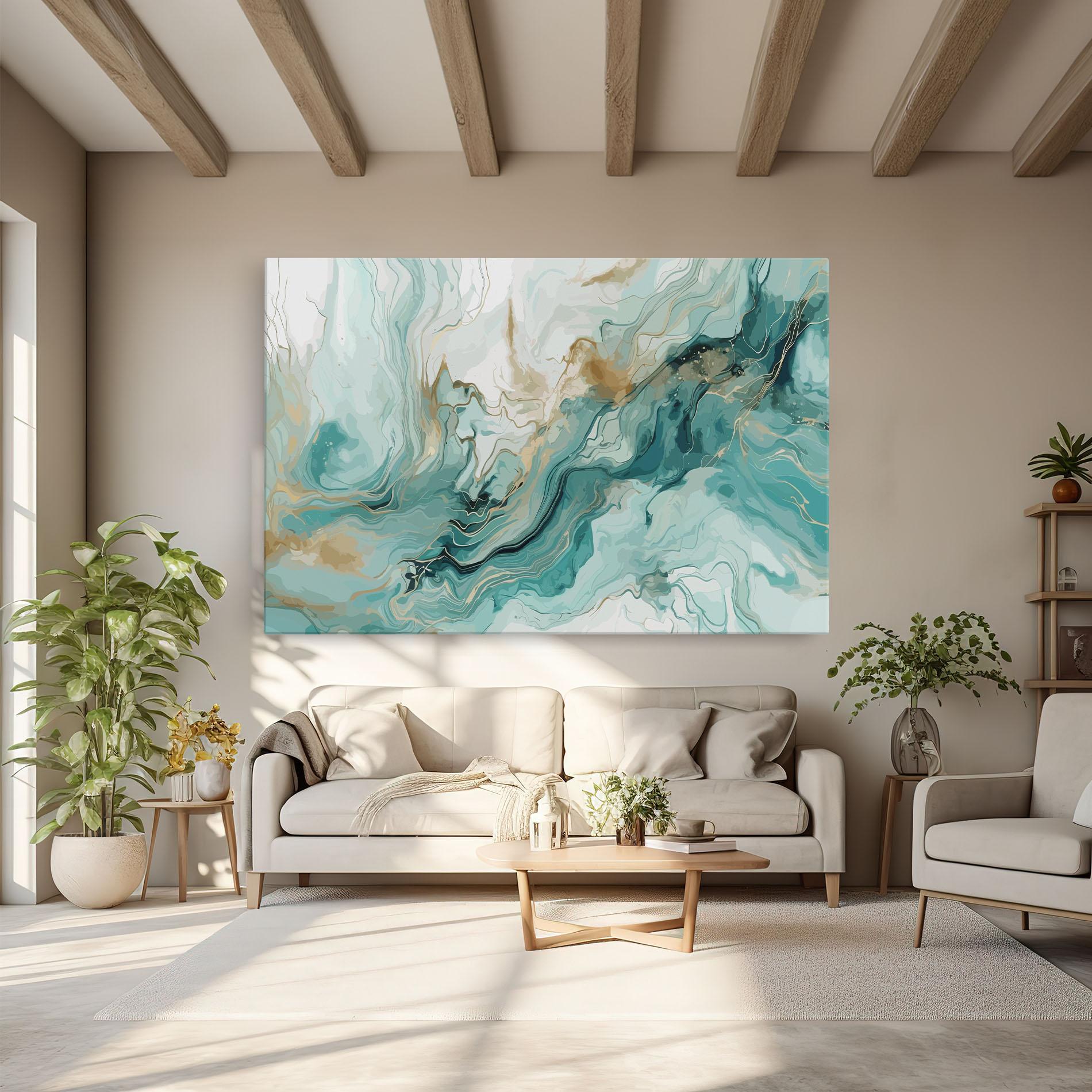 Leinwandbild Green Gold Water mockup 6