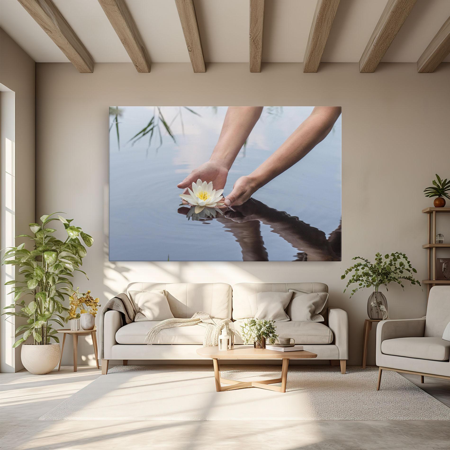 Leinwandbild Holding Lake Flower mockup 6