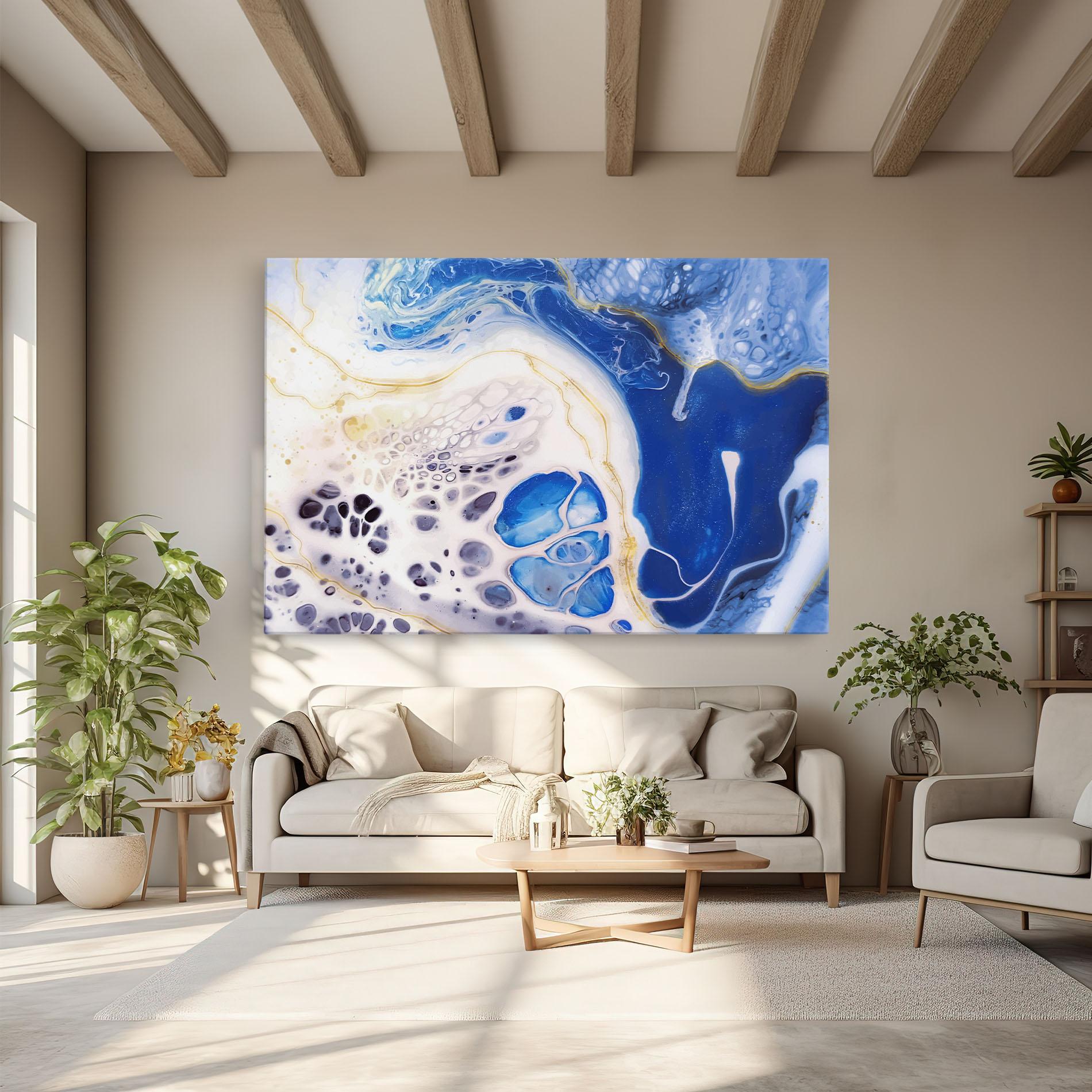 Leinwandbild Water Gold Blue Marble mockup 6