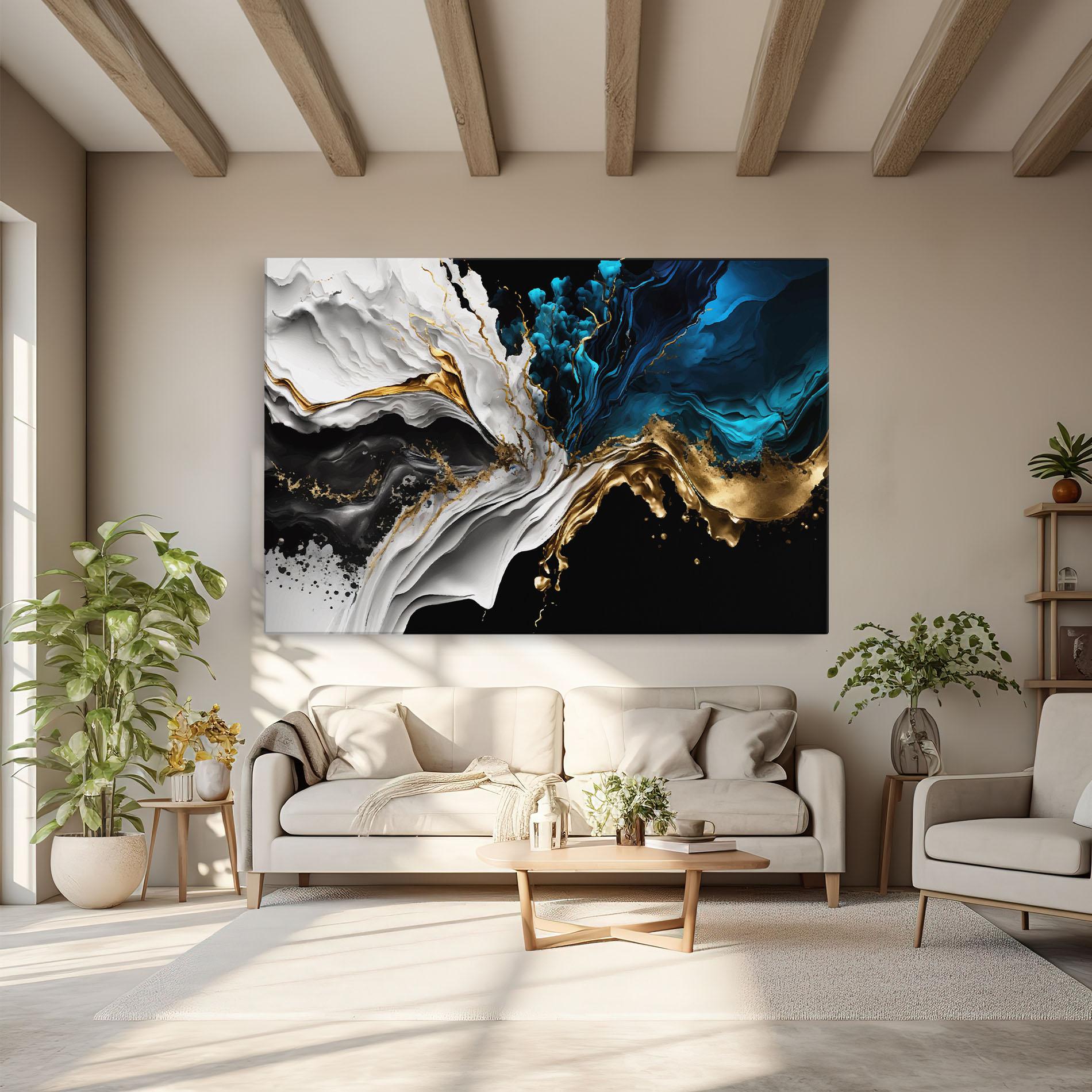 Leinwandbild White Black Wave mockup 6