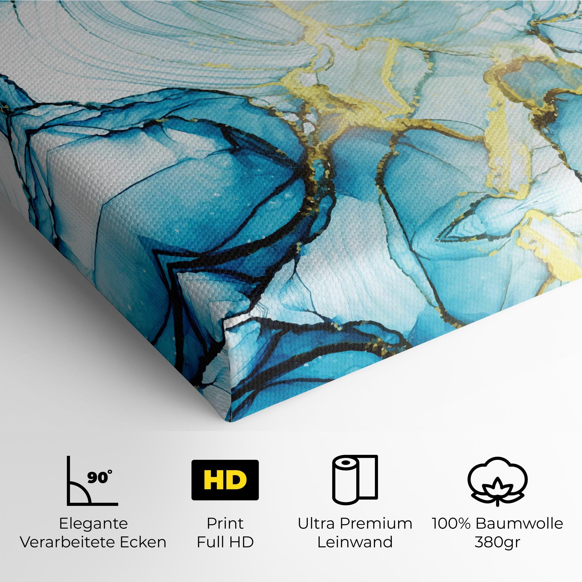 Leinwandbild Artistic Gold Blue mockup 4