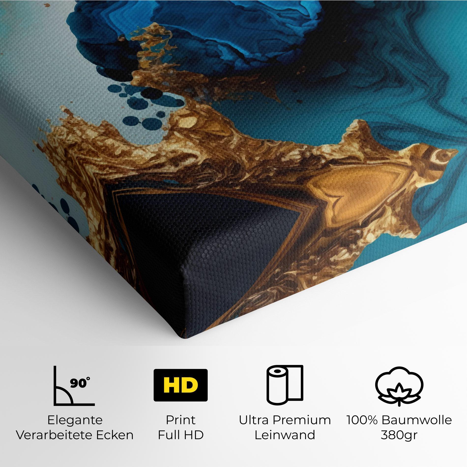 Leinwandbild Blue Gold Wave mockup 4