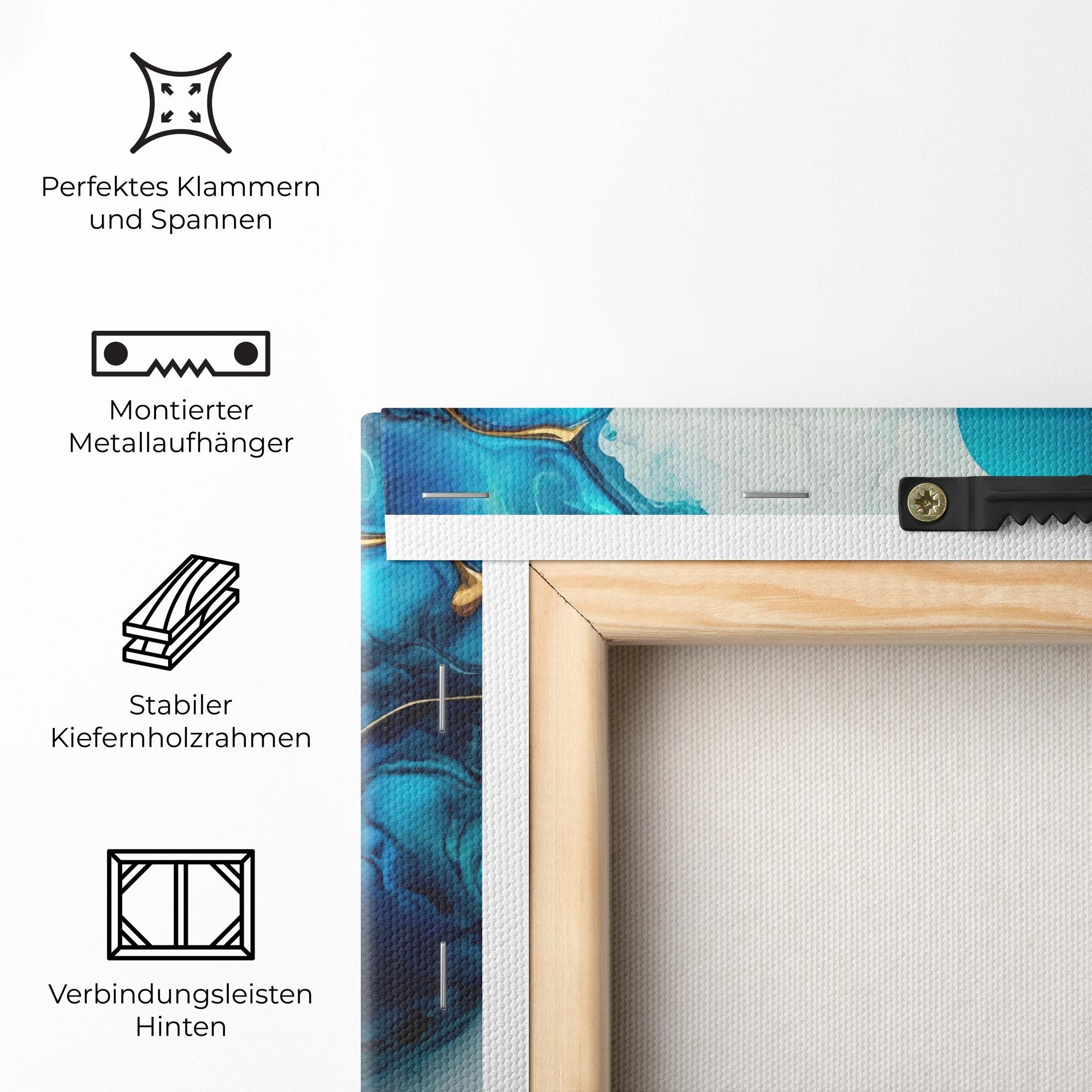 Leinwandbild Gold Blue Art Wave mockup 5