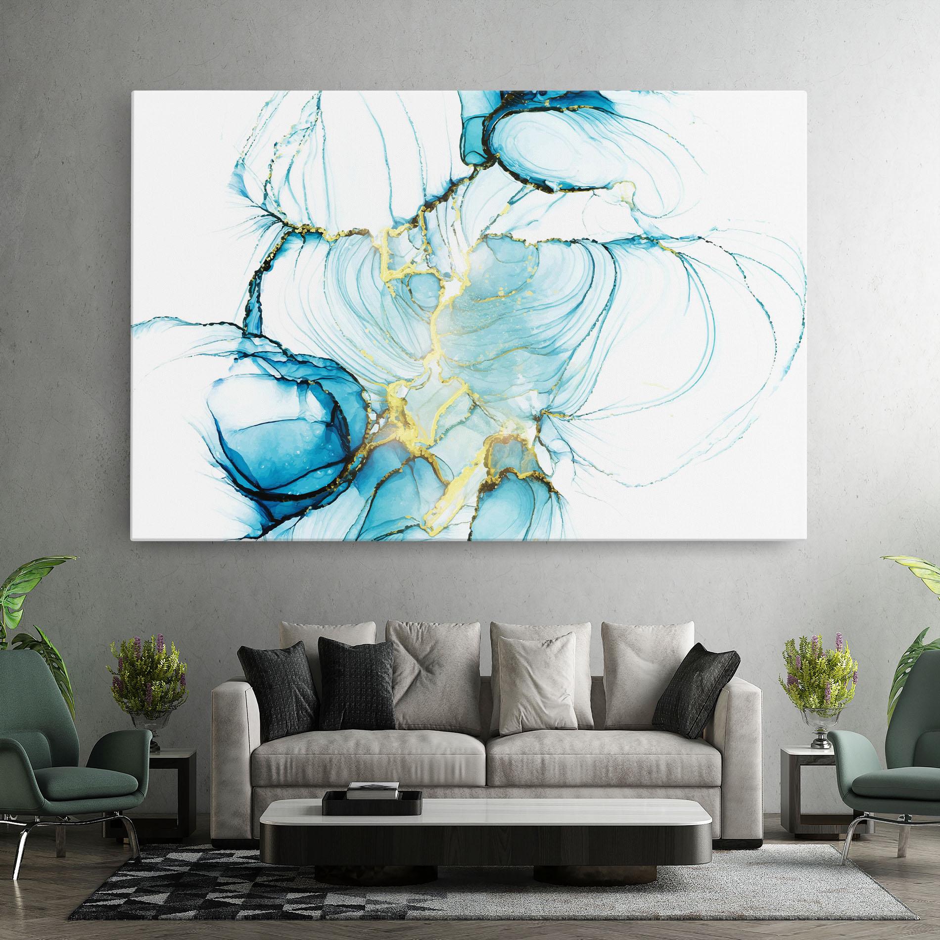 Leinwandbild Artistic Gold Blue mockup 7