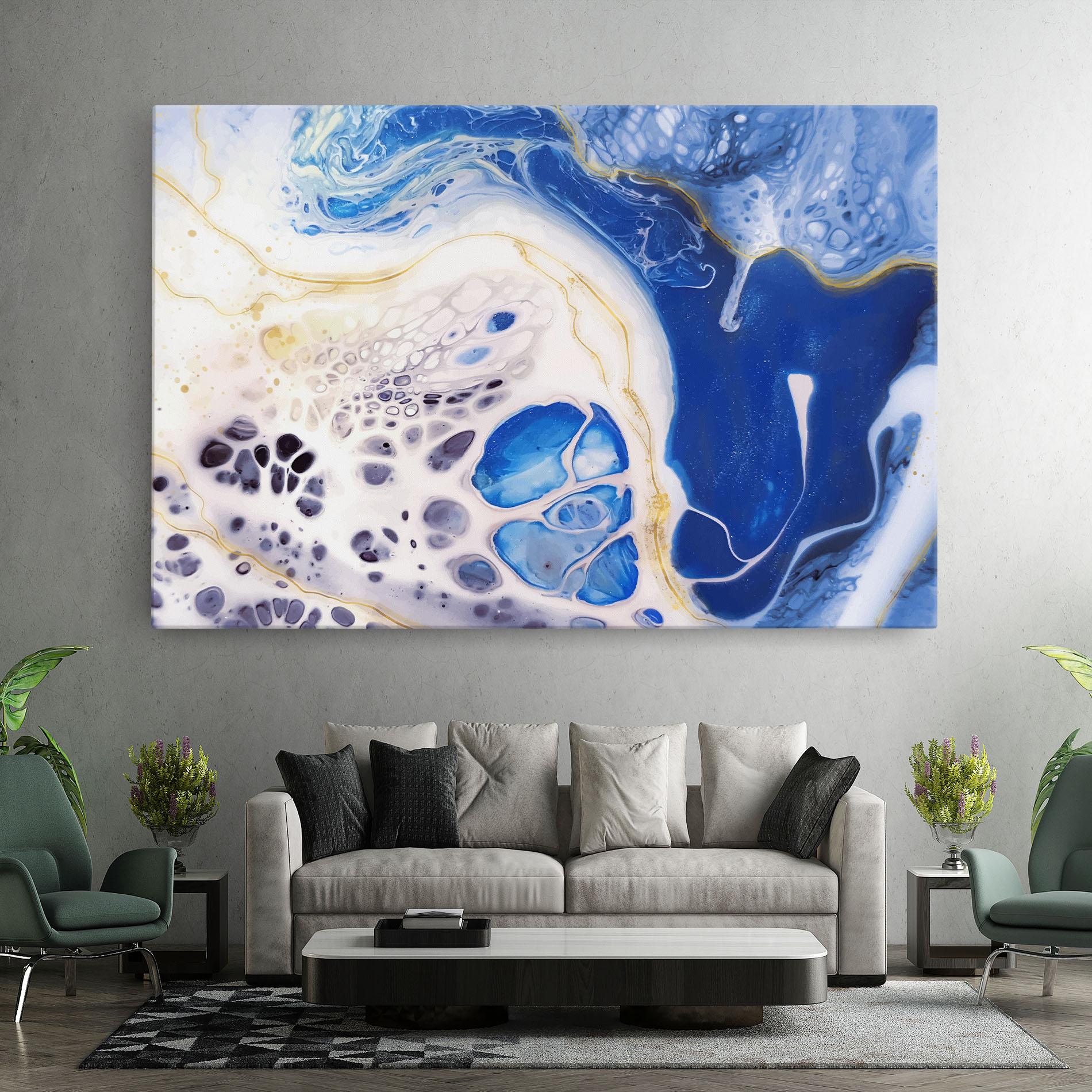 Leinwandbild Water Gold Blue Marble mockup 7