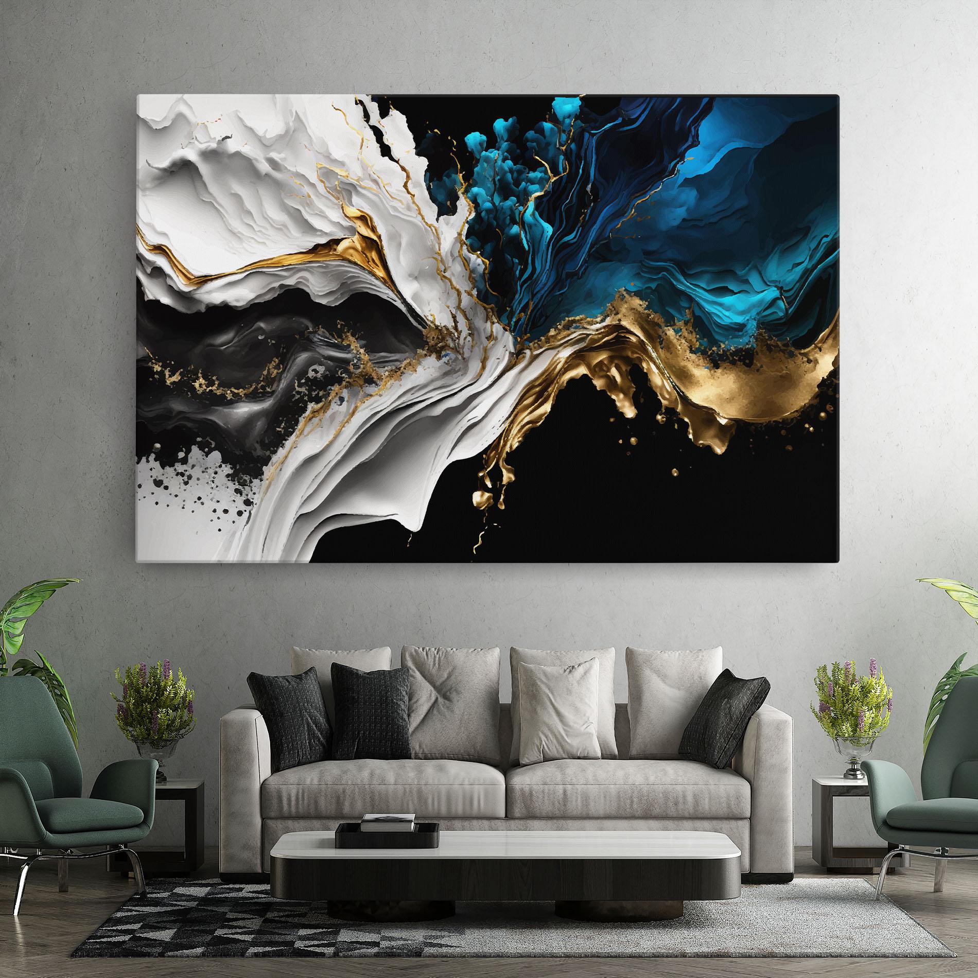 Leinwandbild White Black Wave mockup 7