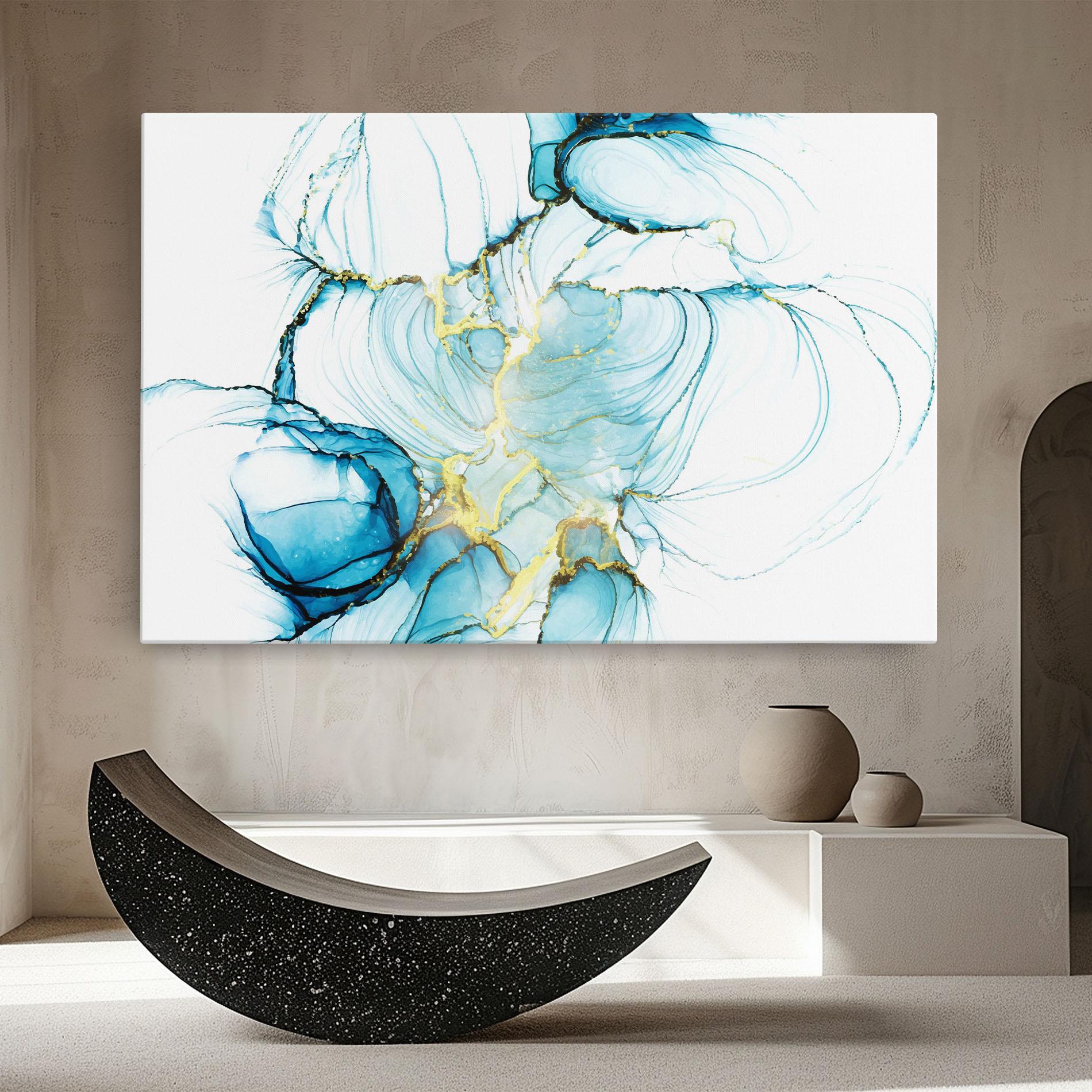 Leinwandbild Artistic Gold Blue mockup 8