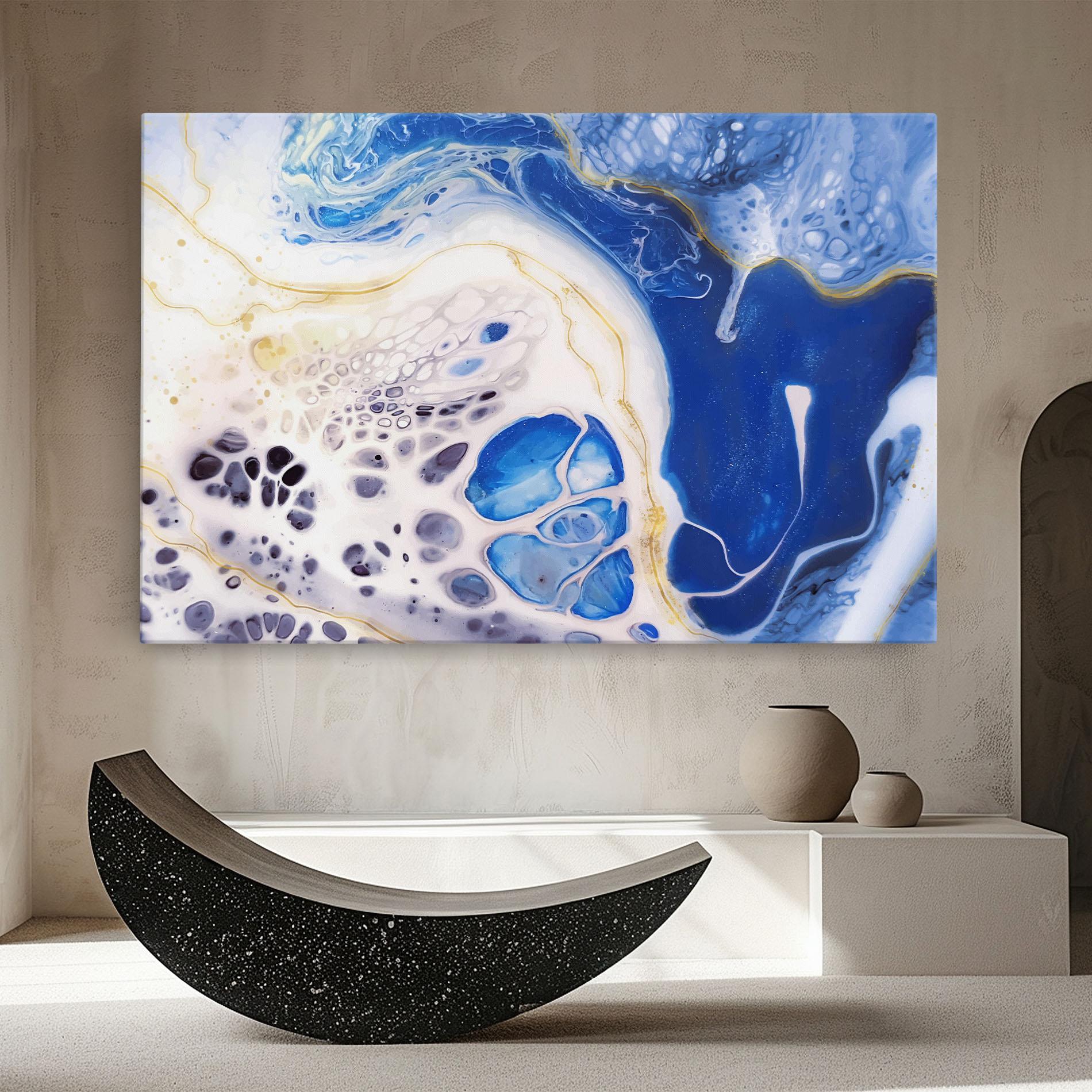 Leinwandbild Water Gold Blue Marble mockup 8