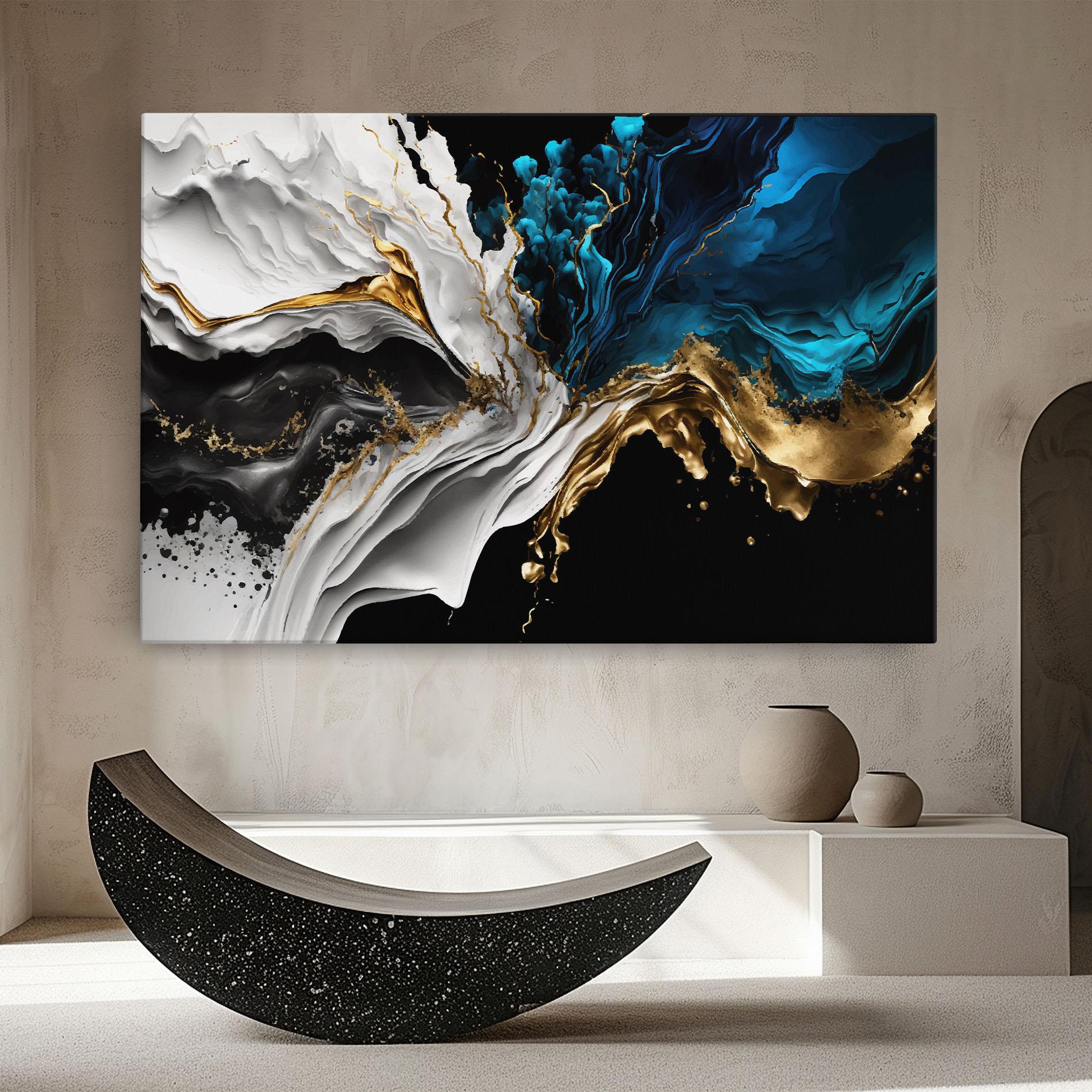 Leinwandbild White Black Wave mockup 8