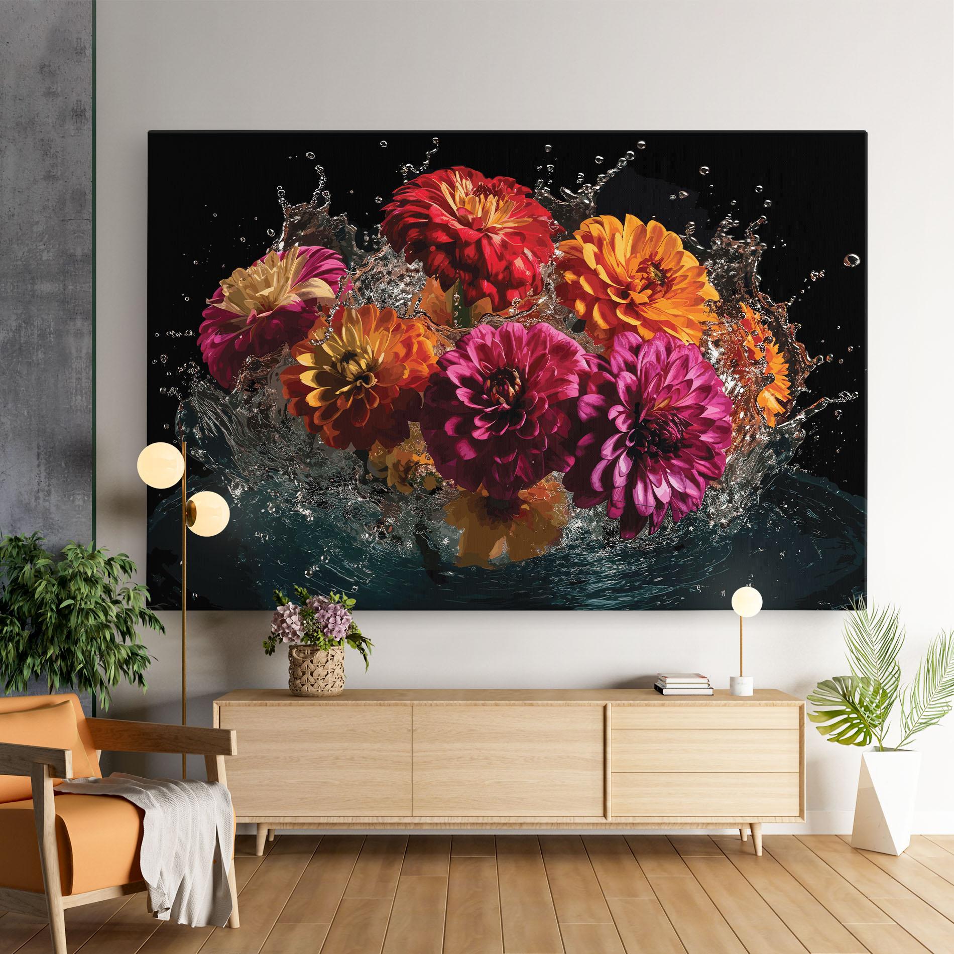 Leinwandbild Flower Water Splash mockup 9