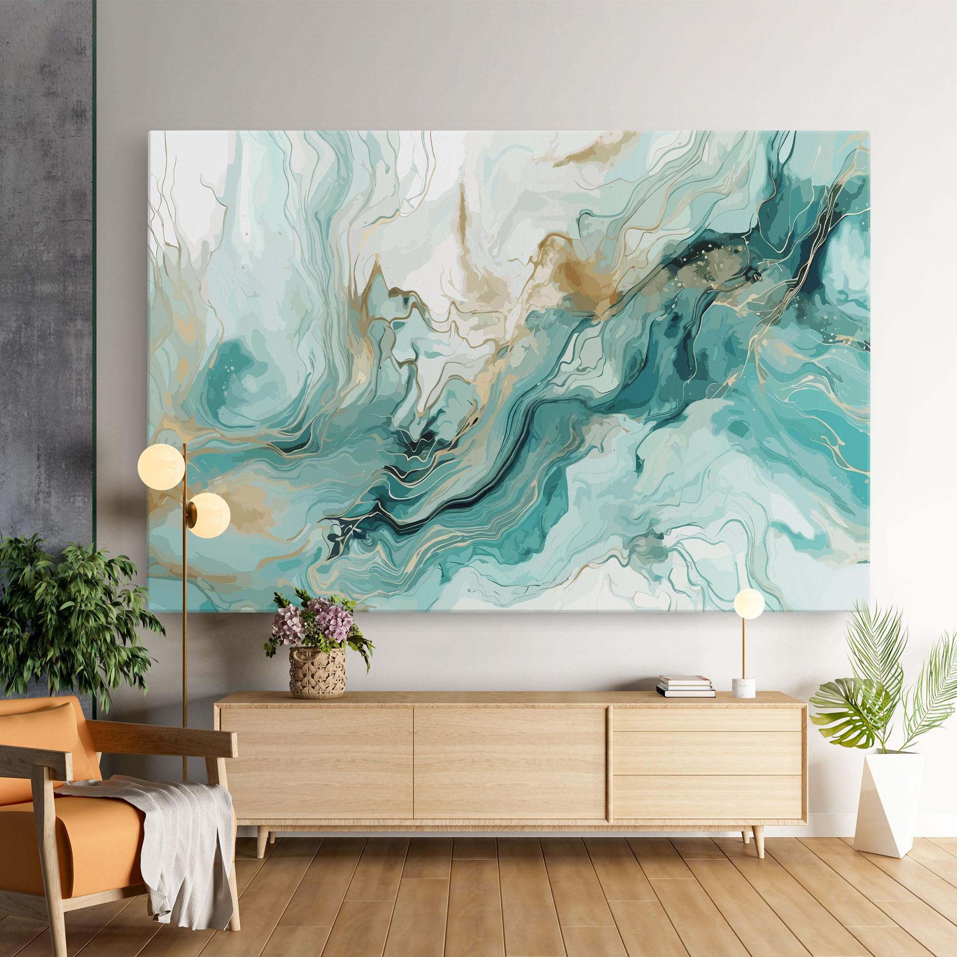 Leinwandbild Green Gold Water mockup 9