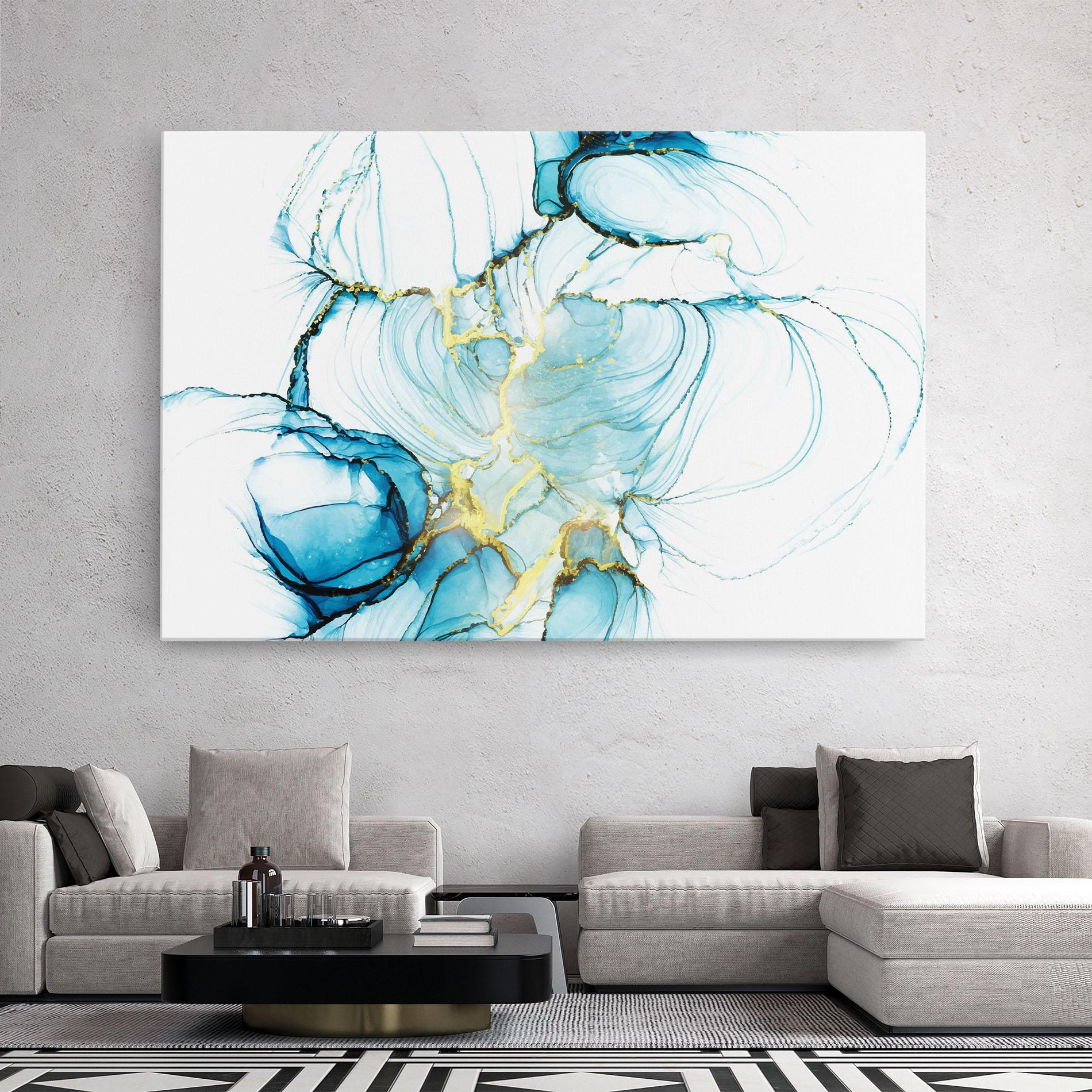 Leinwandbild Artistic Gold Blue mockup 2