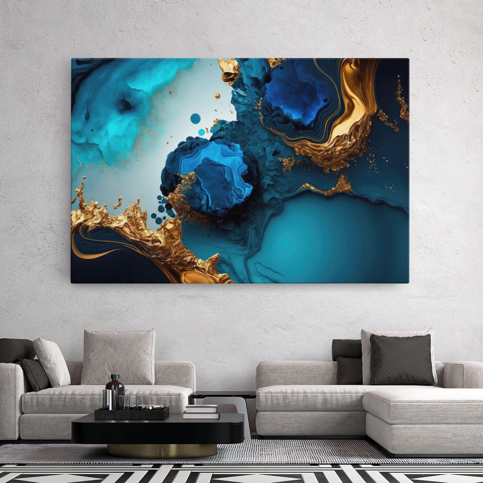 Leinwandbild Blue Gold Wave mockup 2