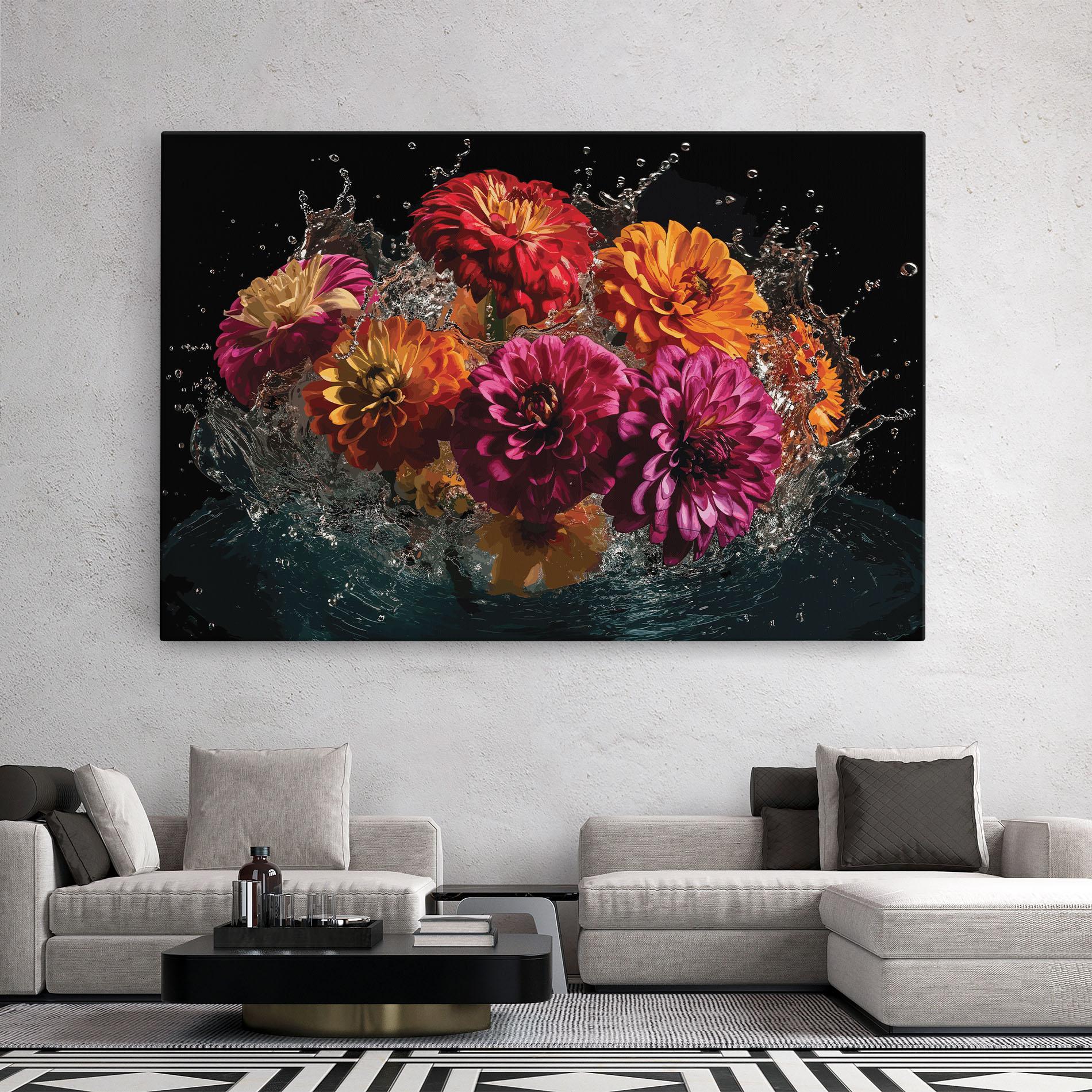 Leinwandbild Flower Water Splash mockup 2