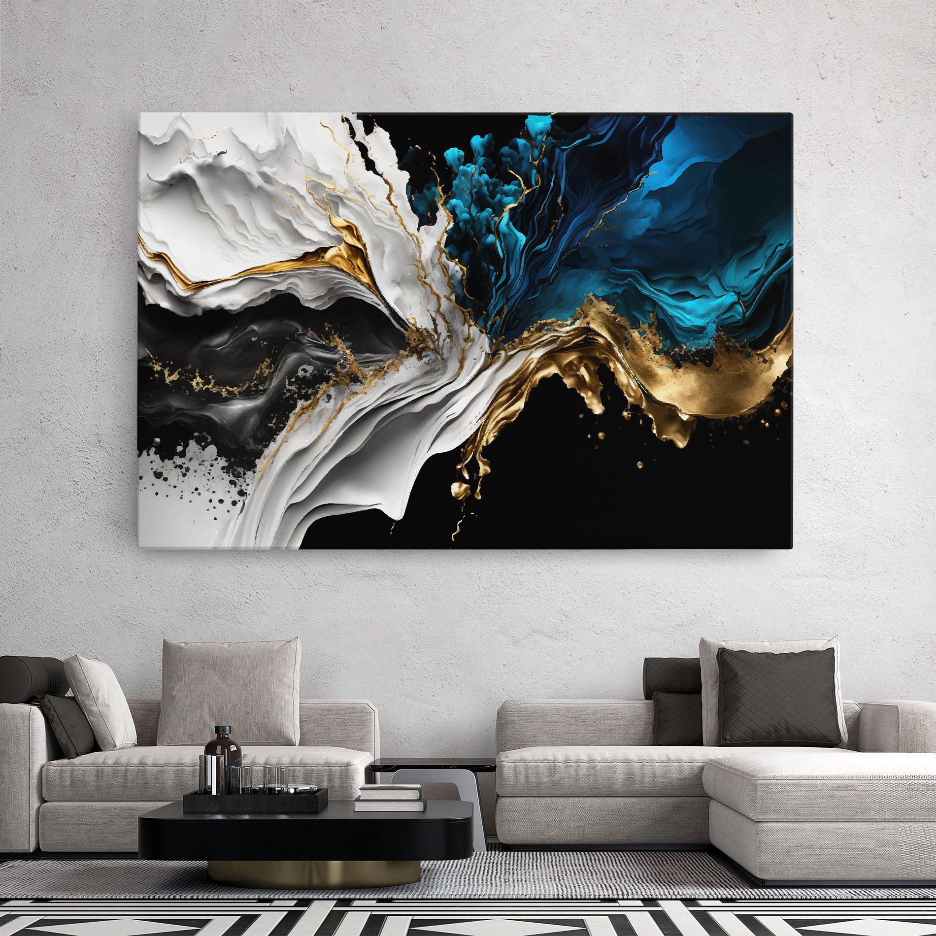 Leinwandbild White Black Wave mockup 2