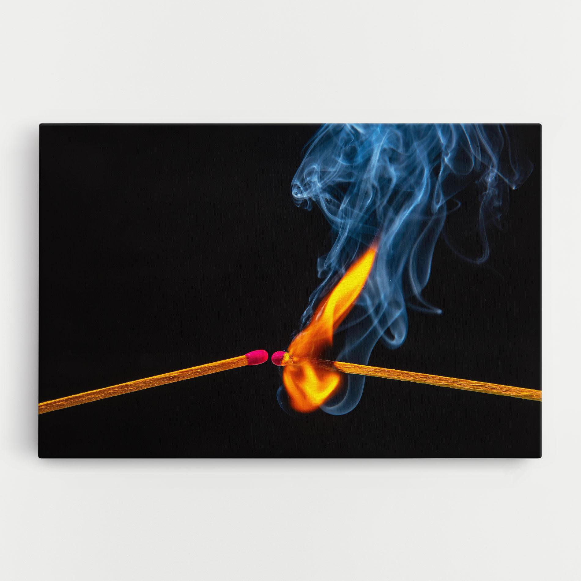 Leinwandbild Burning Smoking Match mockup 0