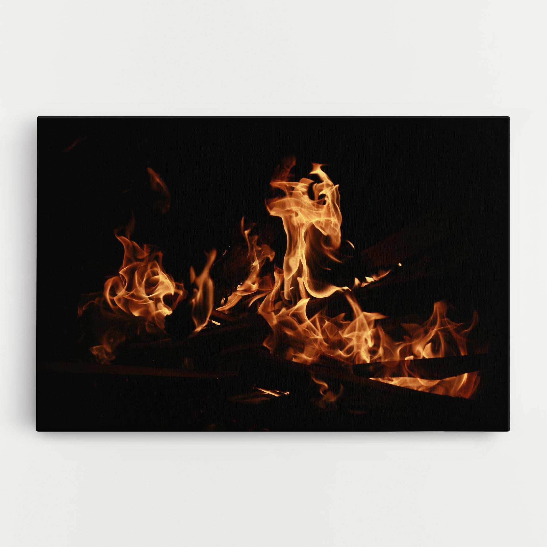 Leinwandbild Fire On Black mockup 0