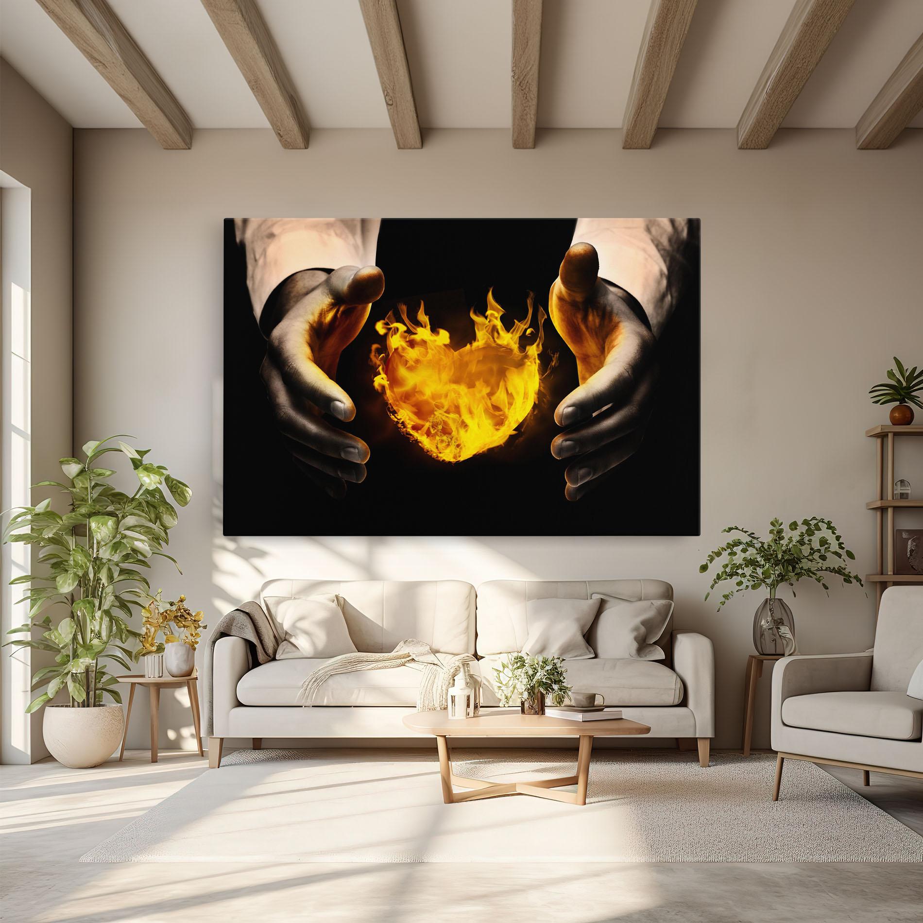 Leinwandbild Fire Heart mockup 6